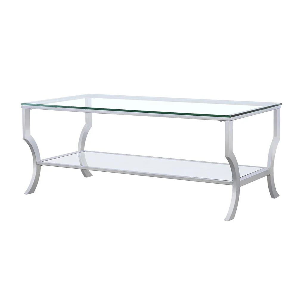 Coaster Furniture Saide 720338 Rectangular Glass Top Coffee Table - Chrome - Image 3