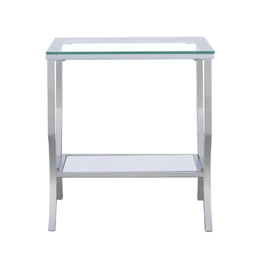 Coaster Furniture Saide 720337 Square Glass Top Side End Table - Chrome - Image 2