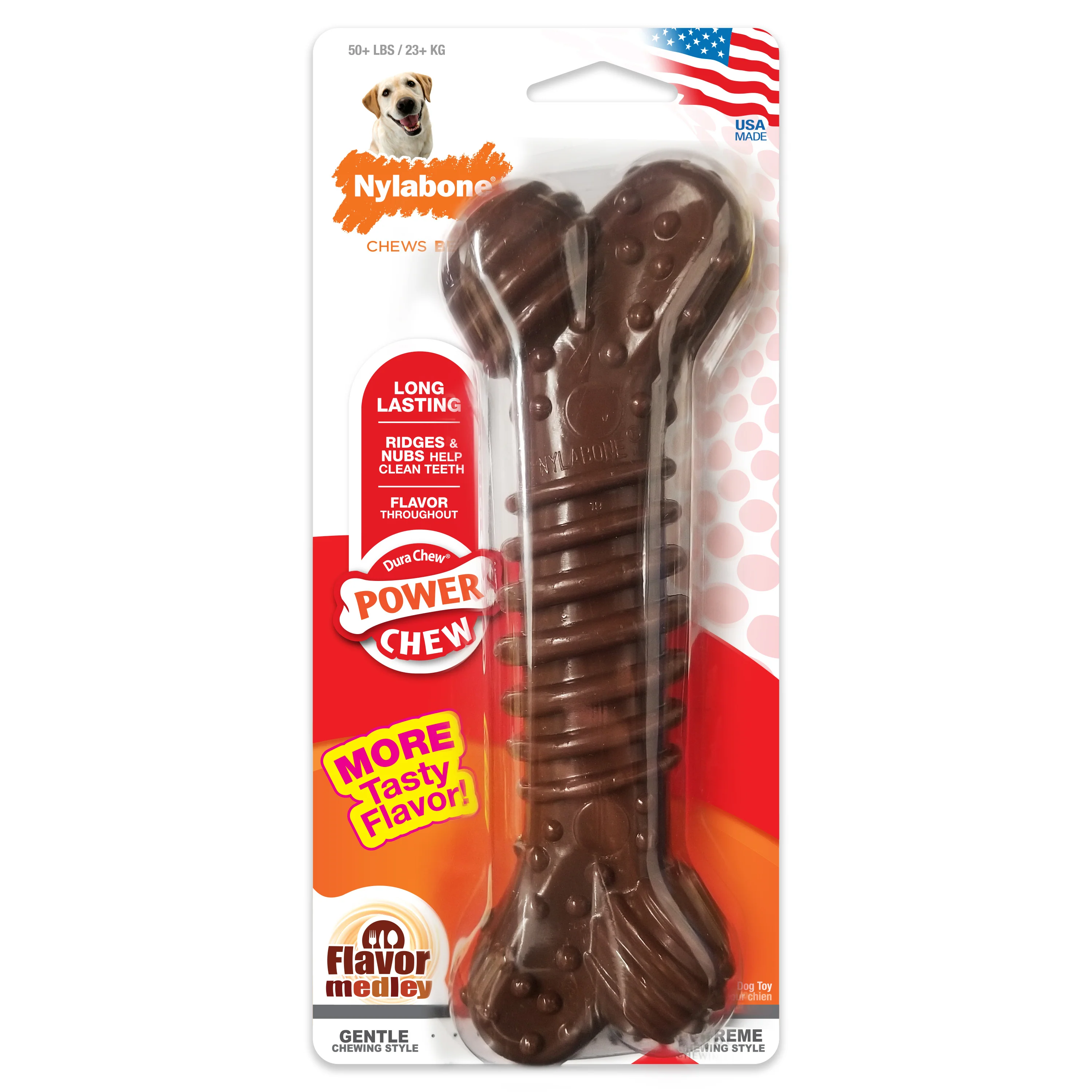 Nylabone Power Chew Textured Dog Bone Chew Toy Flavor Medley X-Large/Souper - Image 1