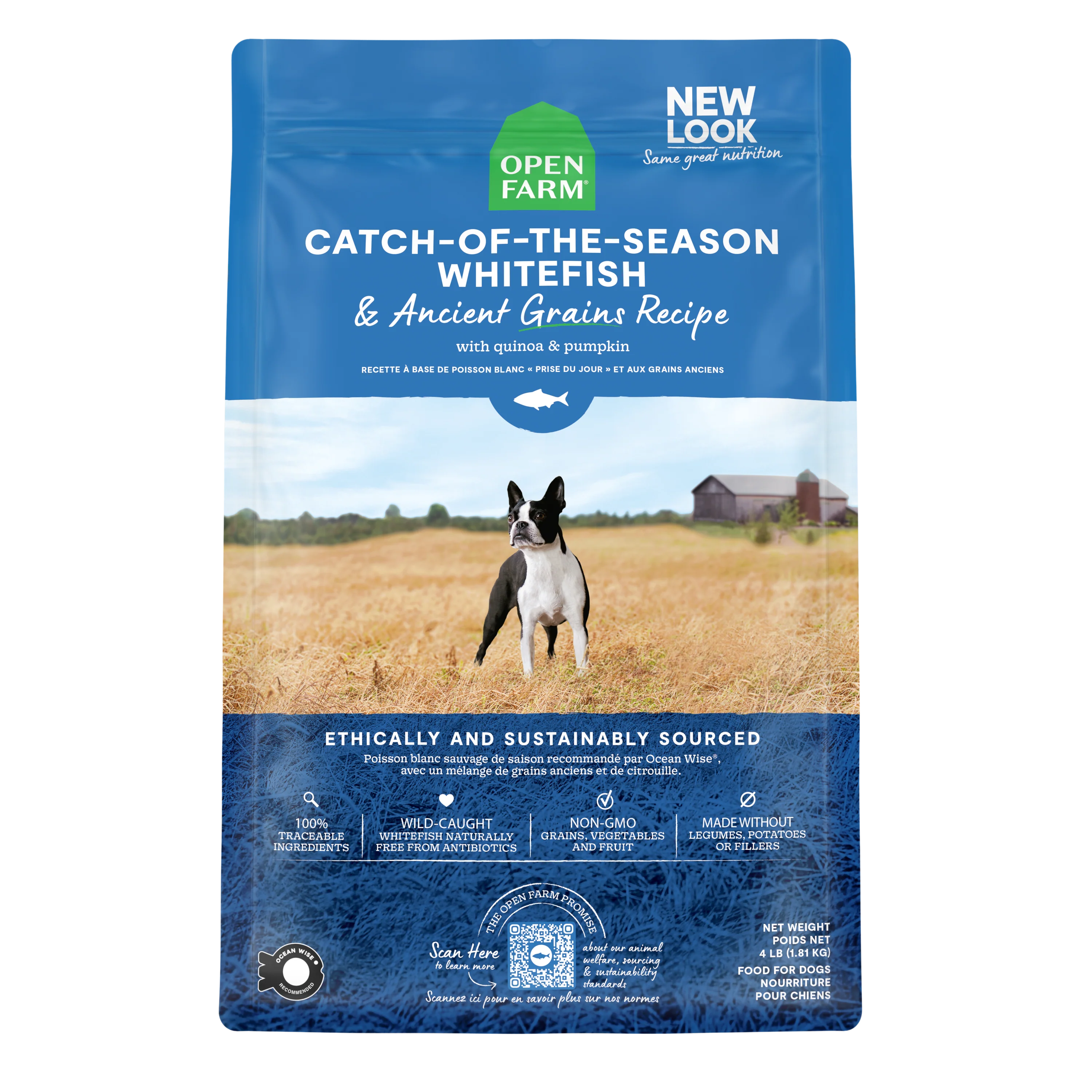 Open Farm Catch Of The Season Whitefish & Ancient Grains Recipe Kibble For Dogs 22lb Bag
