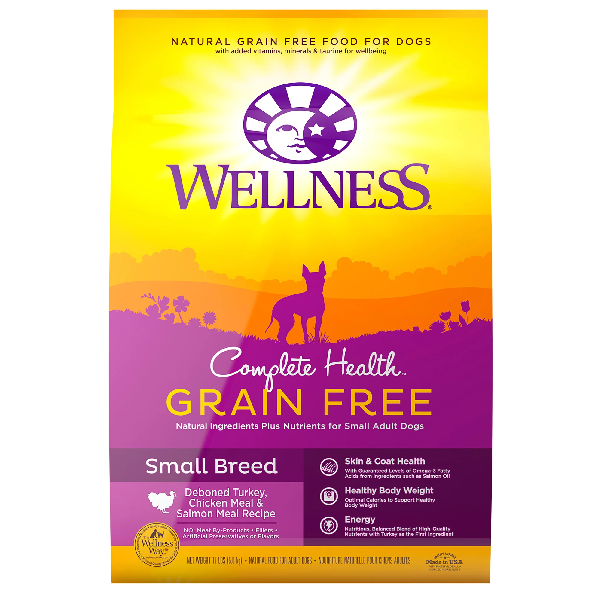 Wellness Complete Health Natural Grain Free Dry Small Breed Dog Food Turkey Chicken & Salmon 11lb Bag - Image 1