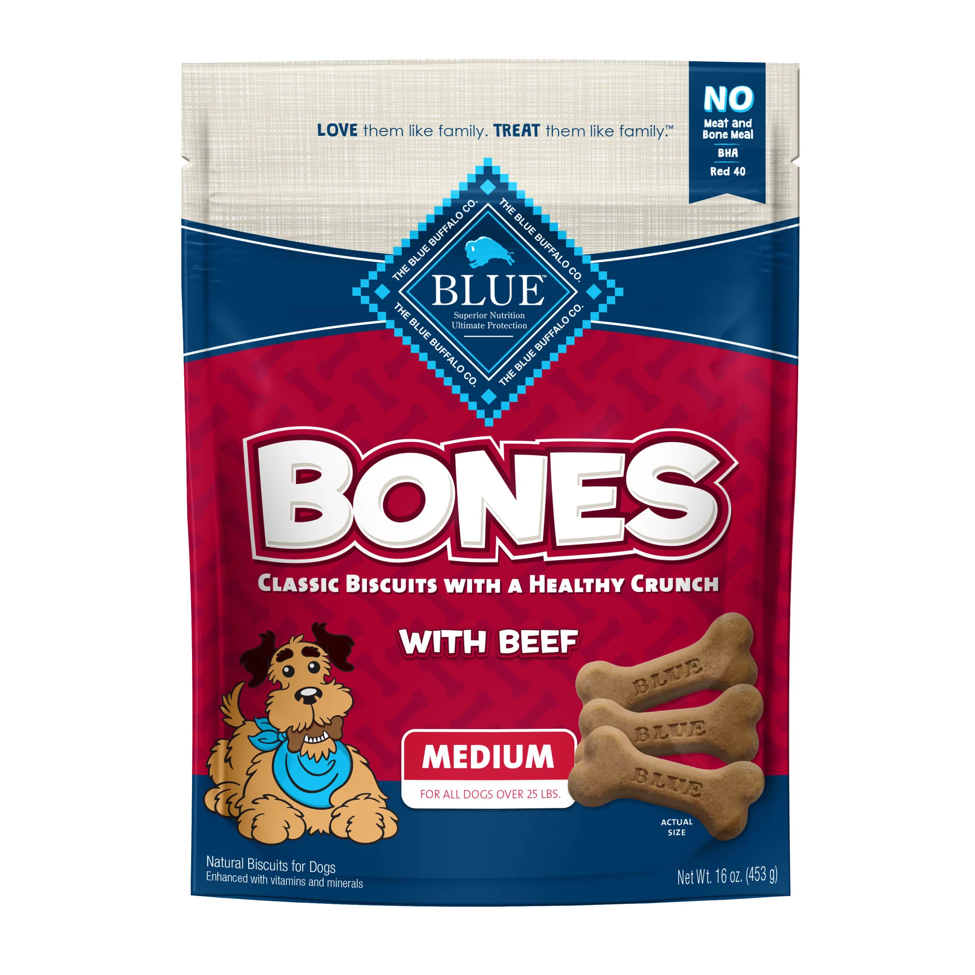 Blue Buffalo Beef Flavored Dog Biscuits Dog Treats - Medium - 16oz - Image 1