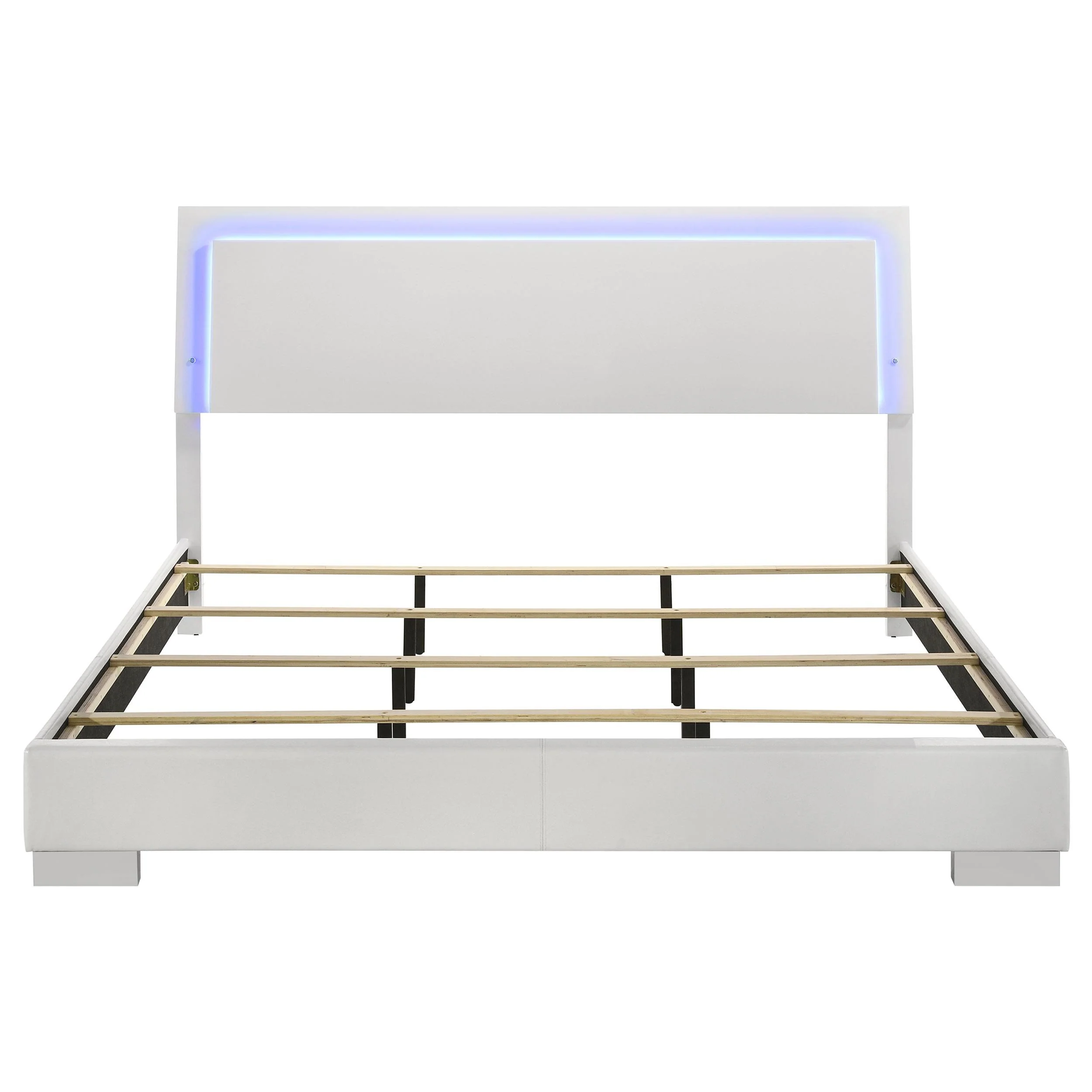 Coaster Furniture Felicity 203500KE Wood Eastern King LED Panel Bed - White High Gloss - Image 3