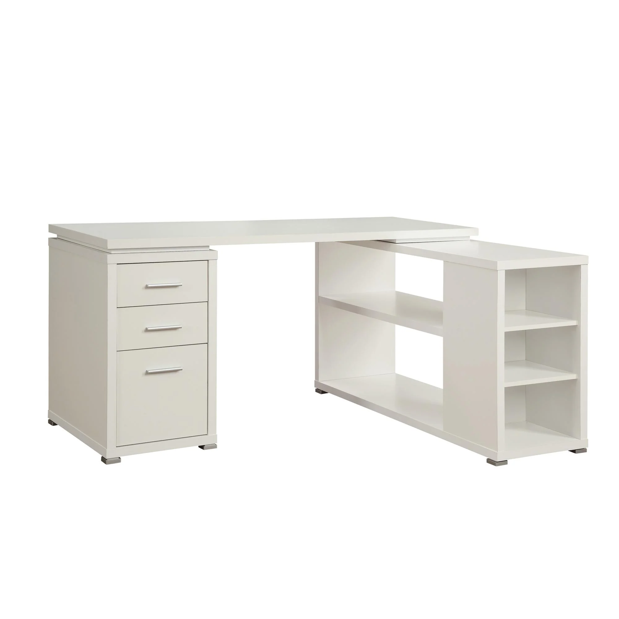 Coaster Furniture Yvette 800516 60-inch 3-Drawer L-Shape Computer Desk – White