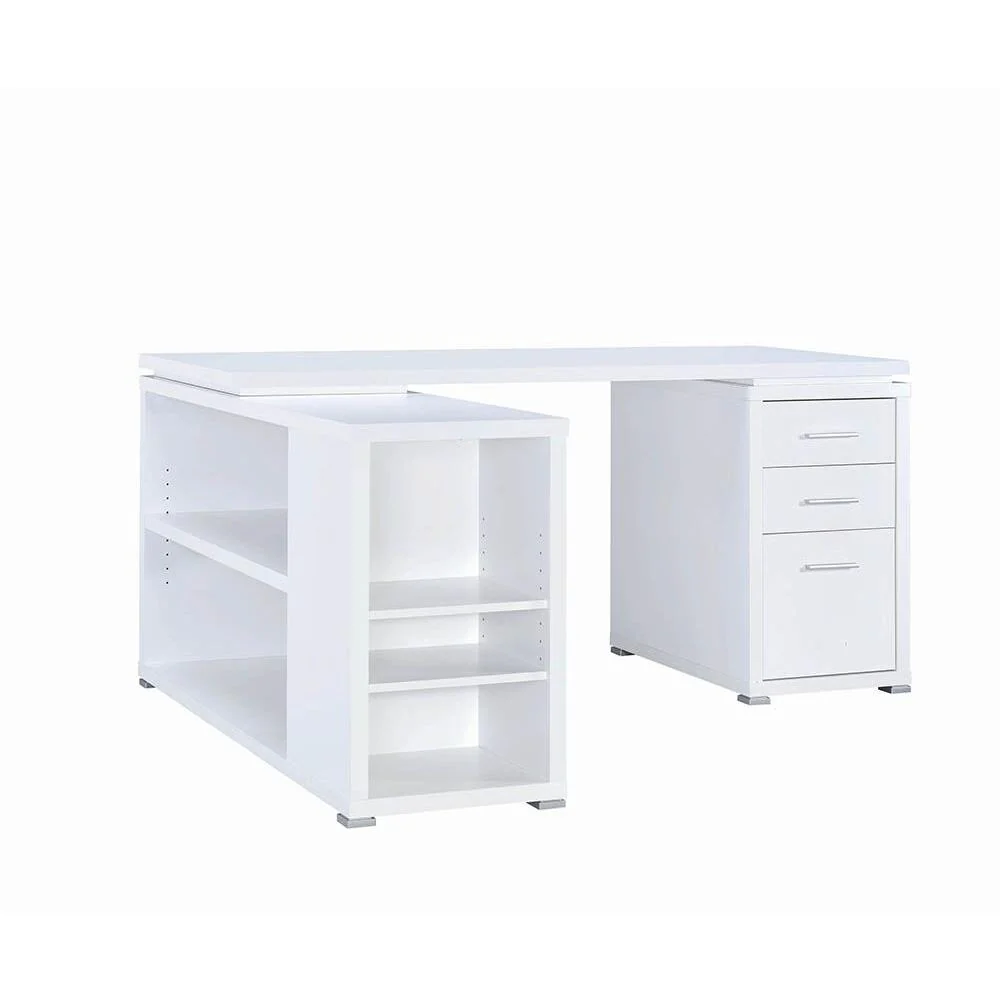 Coaster Furniture Yvette 800516 60-inch 3-Drawer L-Shape Computer Desk - White - Image 2