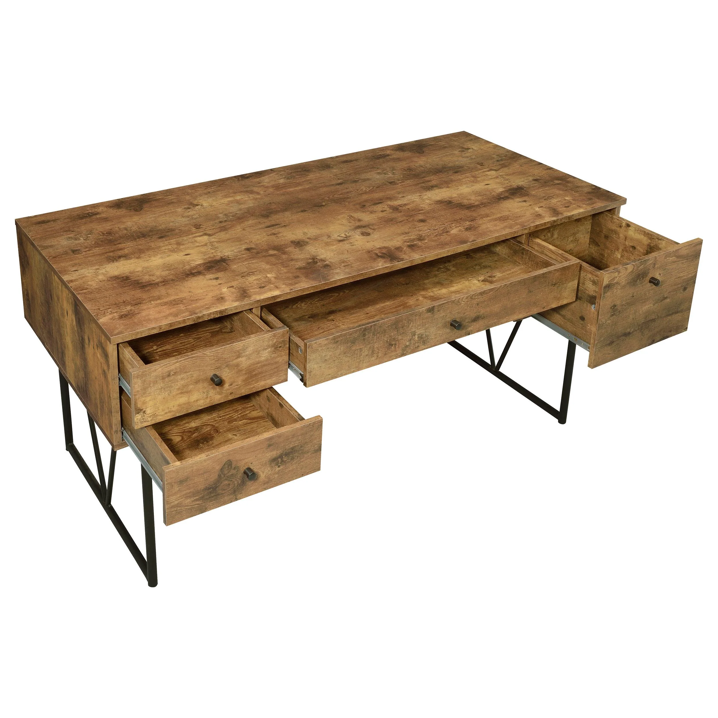 Coaster Furniture Analiese 800999 63-inch 4-Drawer Writing Desk - Rustic Nutmeg - Image 2