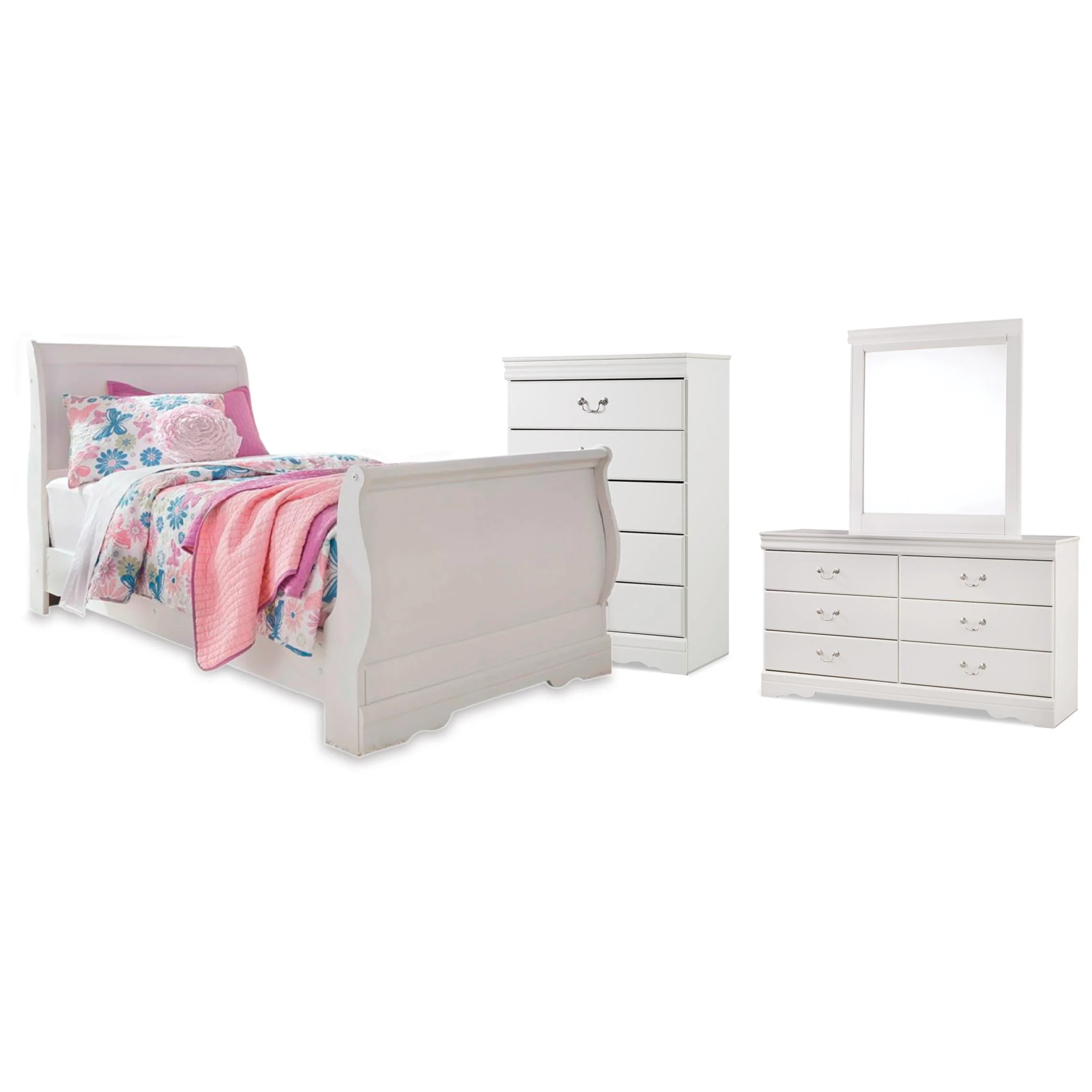 Signature Design by Ashley Anarasia B129B21 6 pc Twin Sleigh Bedroom Set - Image 1