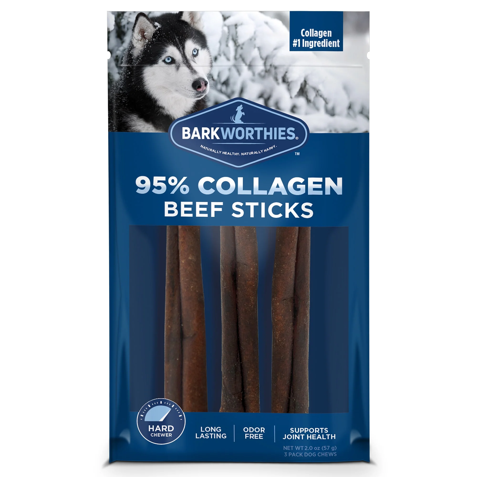 American Distribution 105955 6 in. 95 Percent Collagen Beef Sticks Dog Treats - Pack of 3 - Image 1
