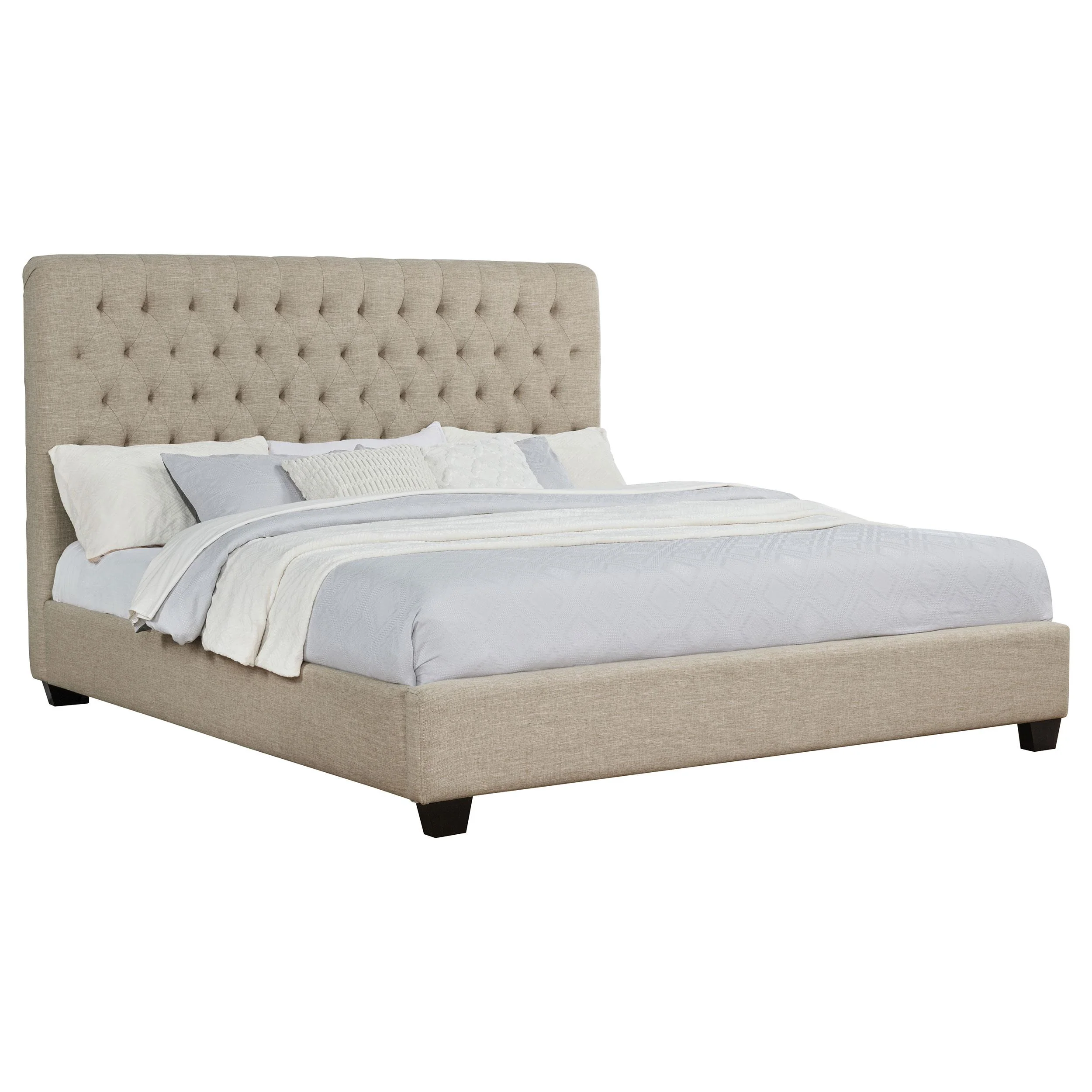 Coaster Furniture Chloe 300007KE Upholstered Eastern King Panel Bed - Oatmeal - Image 2
