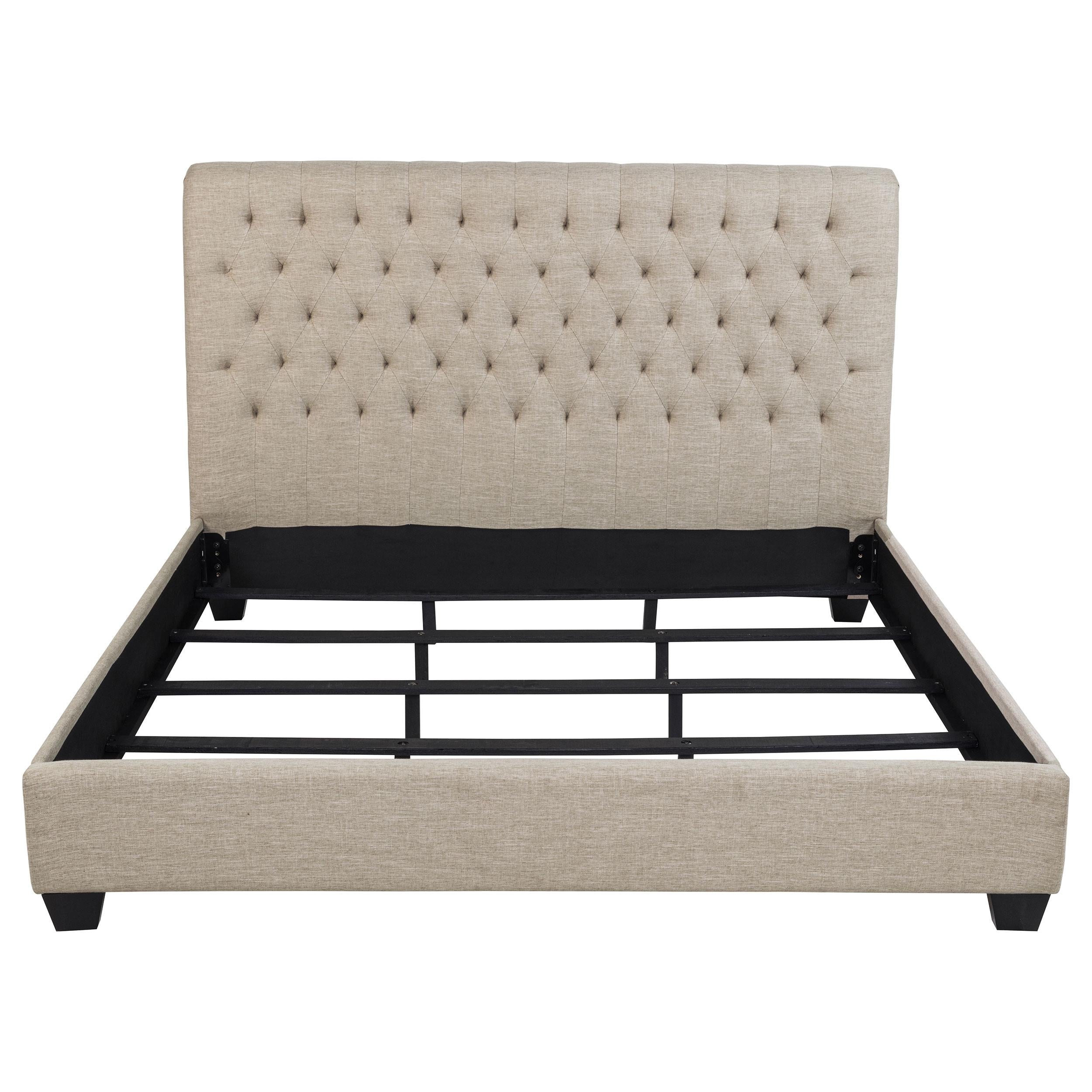 Coaster Furniture Chloe 300007KE Upholstered Eastern King Panel Bed - Oatmeal - Image 3