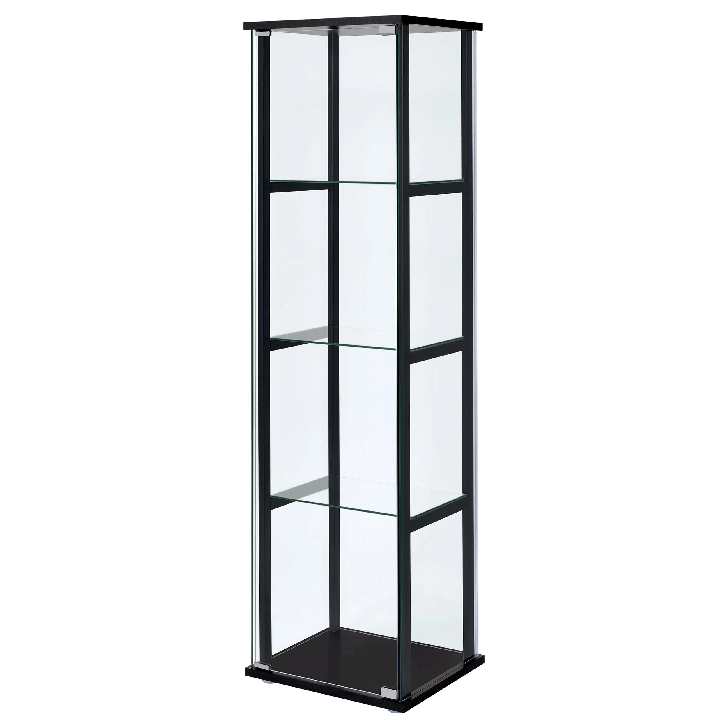 Coaster Furniture Cyclamen 950171 4-shelf Clear Glass Curio Display Cabinet - Black - Image 3
