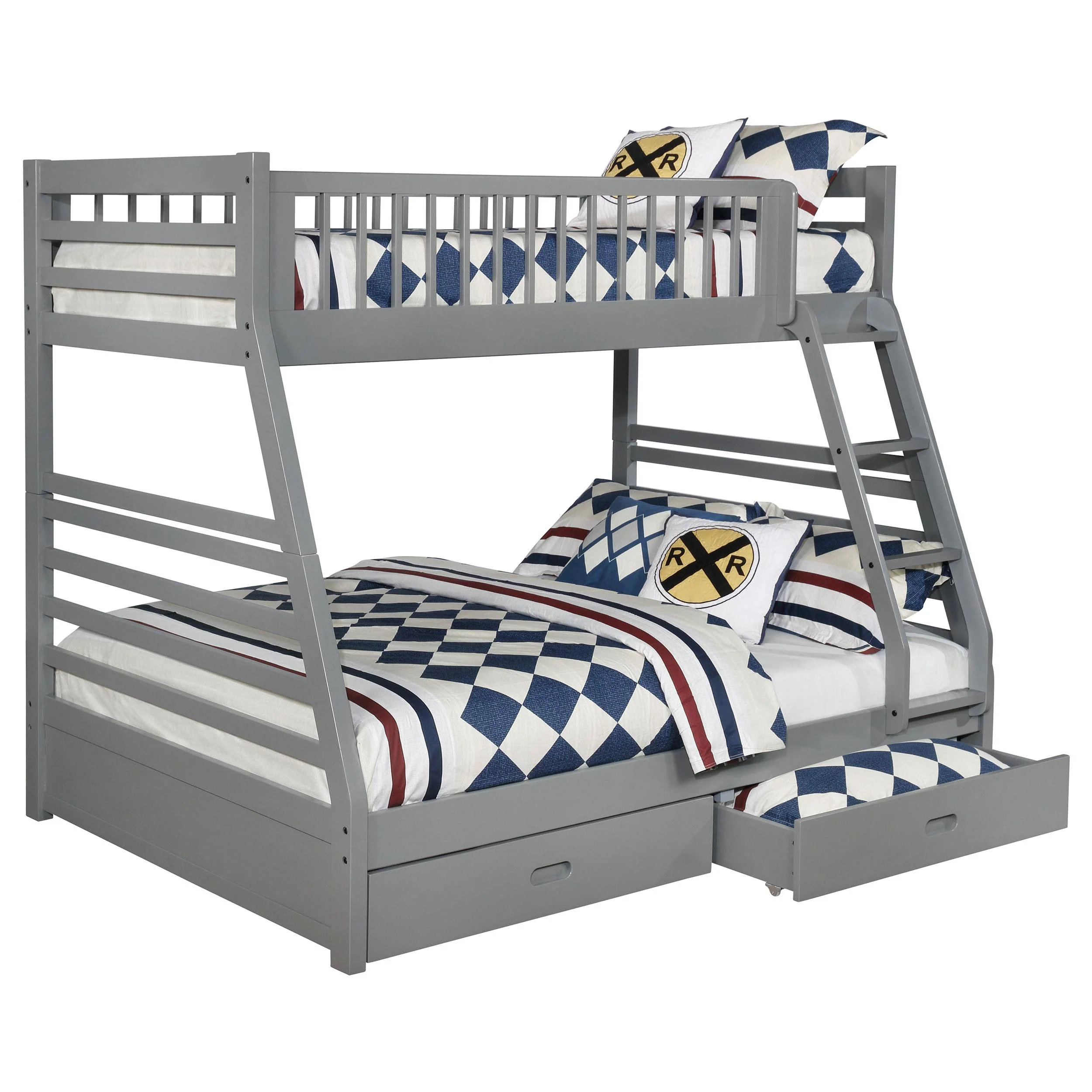 Coaster Furniture Ashton 460182 2-Drawer Wood Twin Over Full Bunk Bed - Grey - Image 2