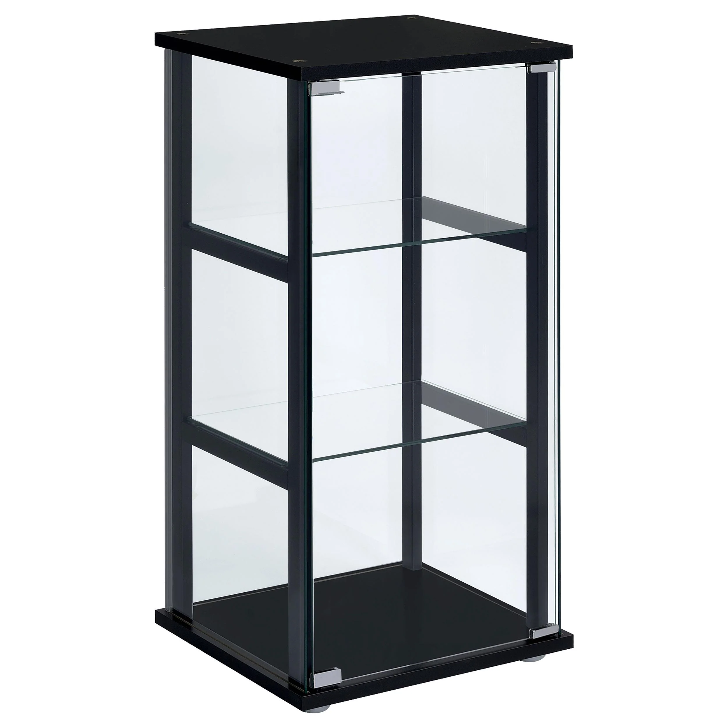 Coaster Furniture Cyclamen 950179 3-shelf Clear Glass Curio Display Cabinet – Black