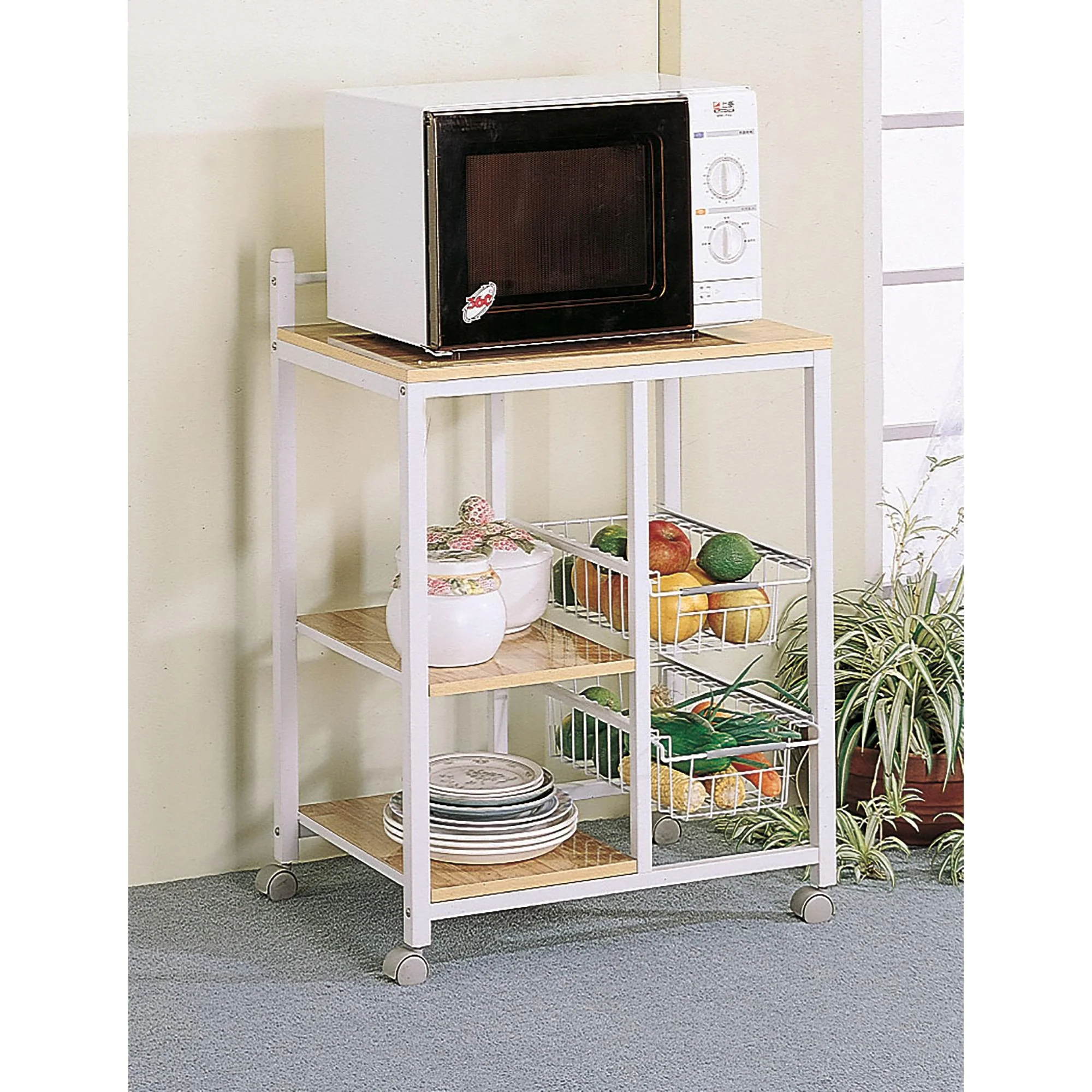 Coaster Furniture Kelvin 2506 2-shelf Mobile Kitchen Cart – Natural Brown and White