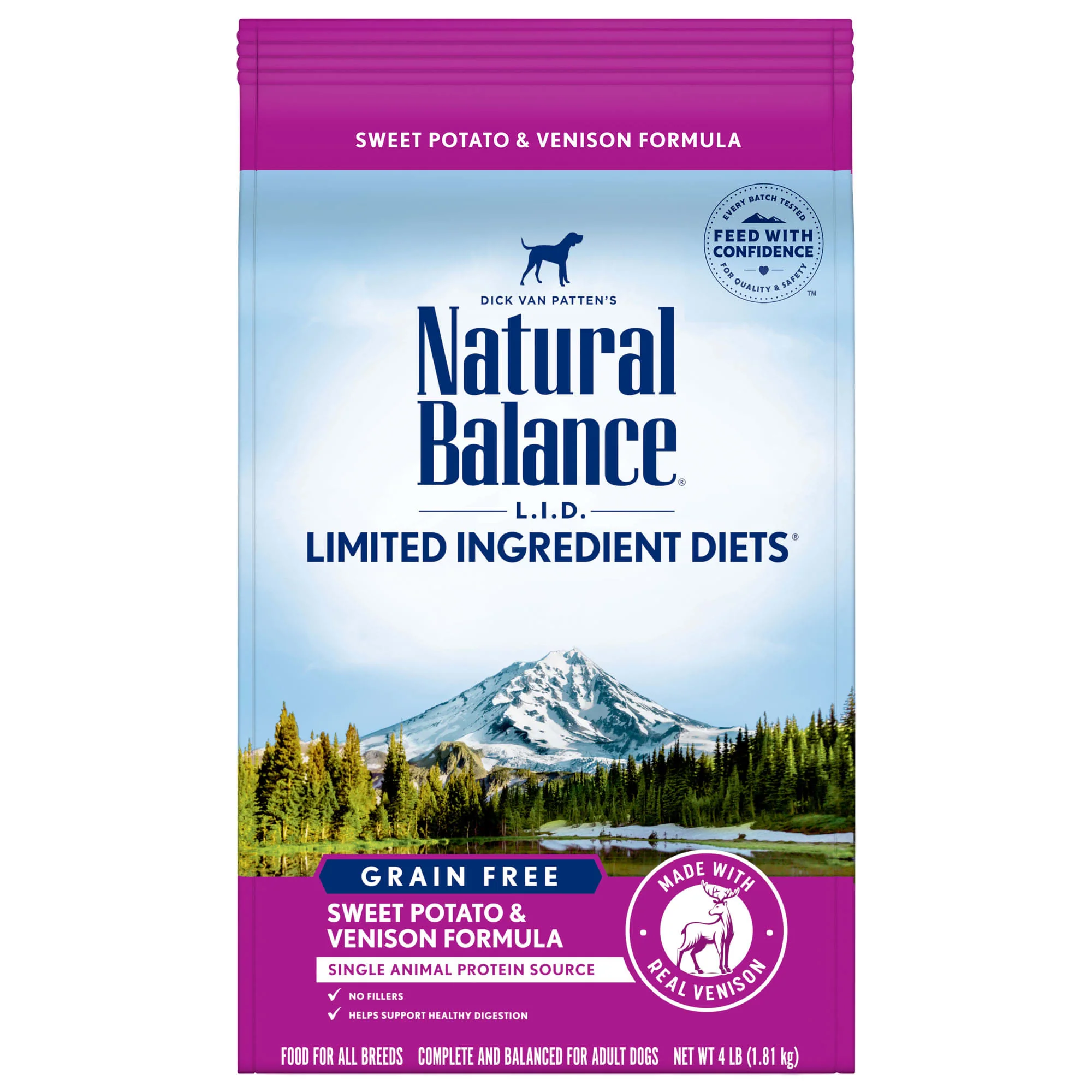 Natural Balance L.I.D. Limited Ingredient Diets Sweet Potato & Venison Formula Dry Dog Food, 4 lbs. - Image 1