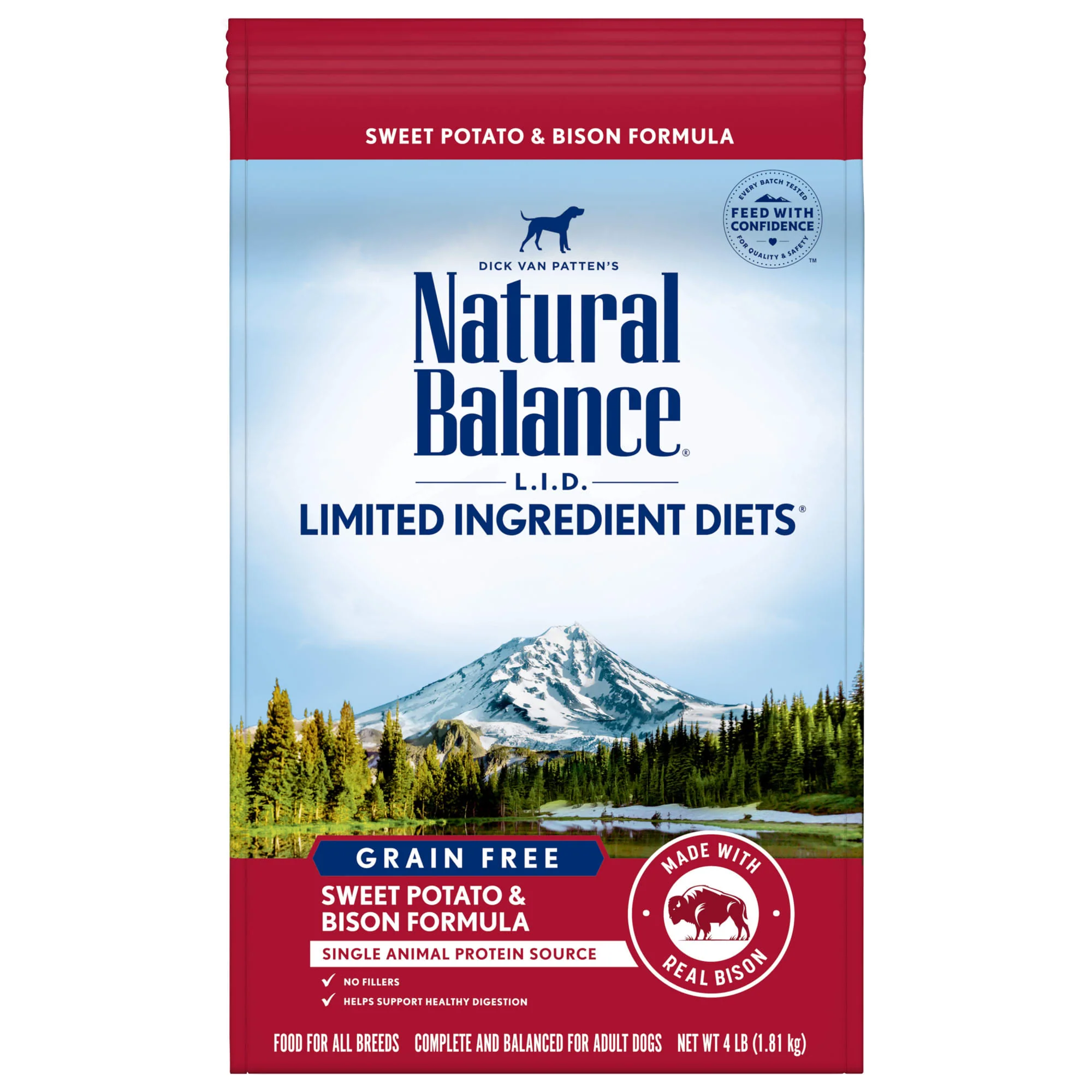 Natural Balance L.I.D. Limited Ingredient Diets Sweet Potato & Bison Formula Dry Dog Food, 4 lbs. - Image 1