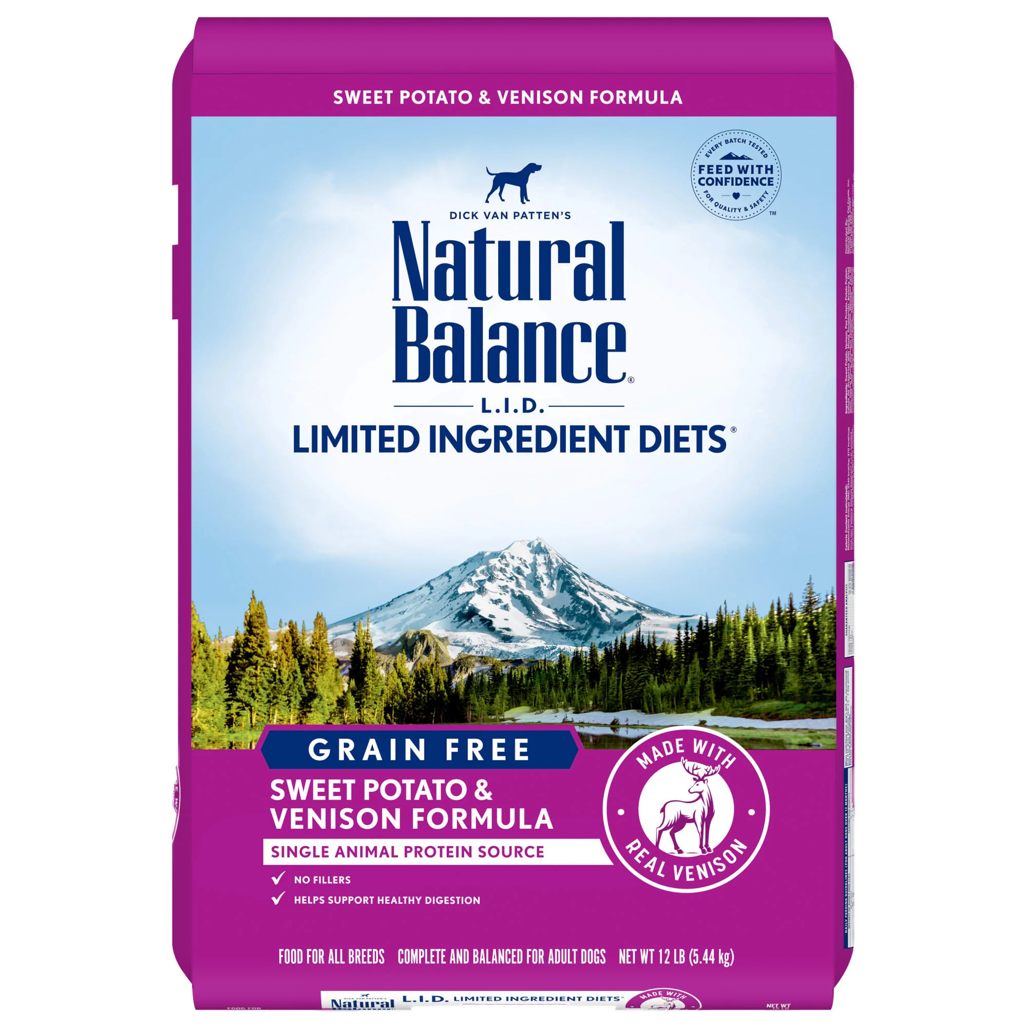 Natural Balance L.I.D. Limited Ingredient Diets Sweet Potato & Venison Formula Dry Dog Food, 12 lbs. - Image 1