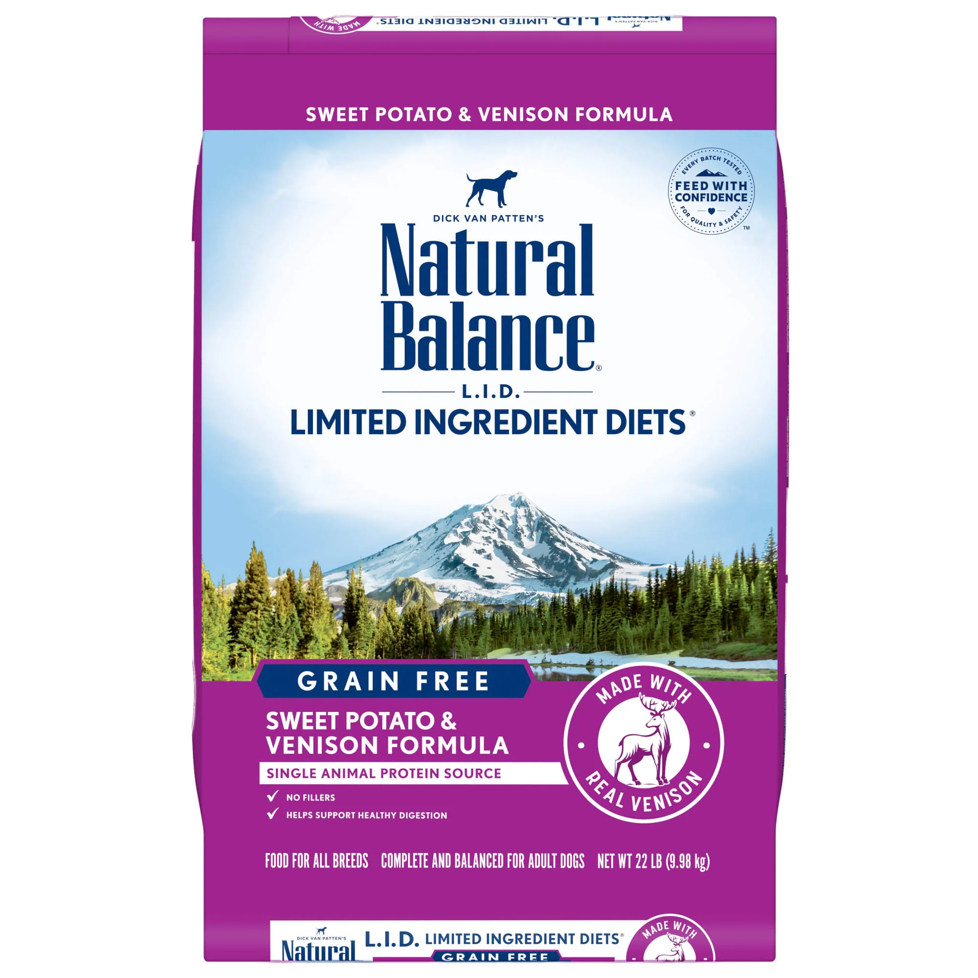 Natural Balance L.I.D. Limited Ingredient Diets Sweet Potato & Venison Formula Dry Dog Food, 22 lbs. - Image 1