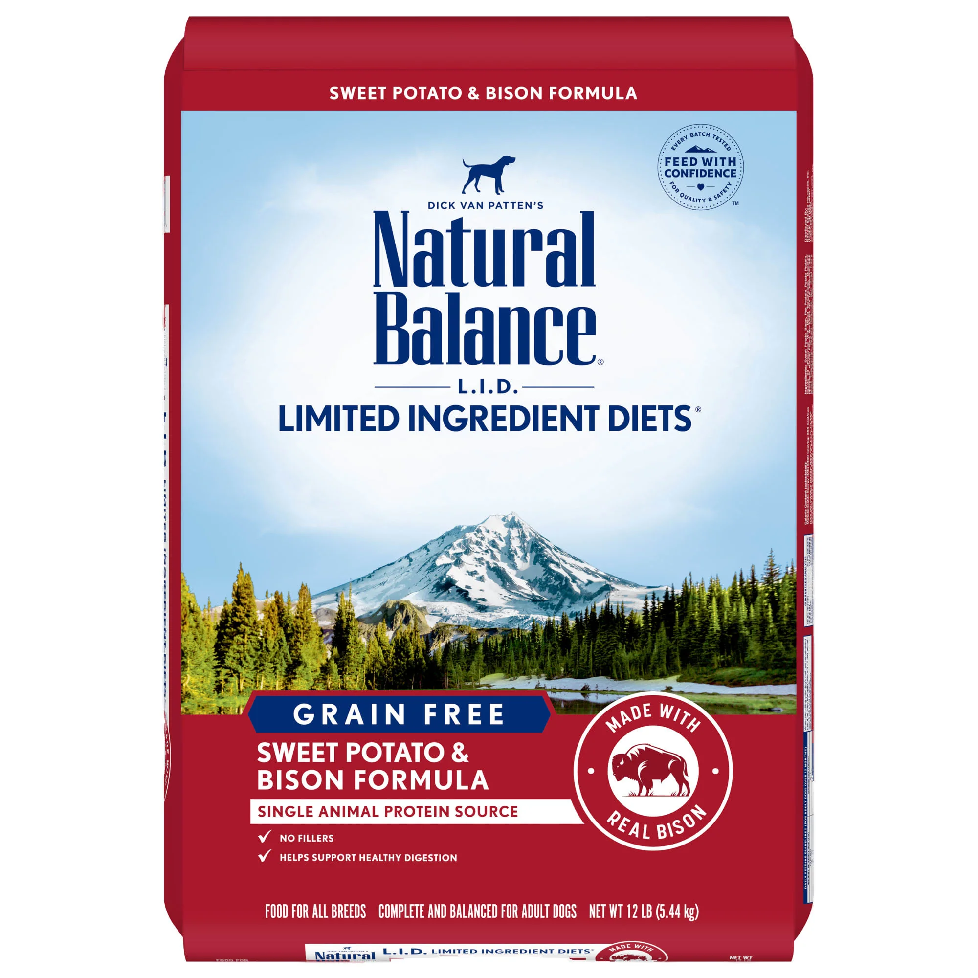 Natural Balance L.I.D. Limited Ingredient Diets Sweet Potato & Bison Formula Dry Dog Food, 12 lbs. - Image 1