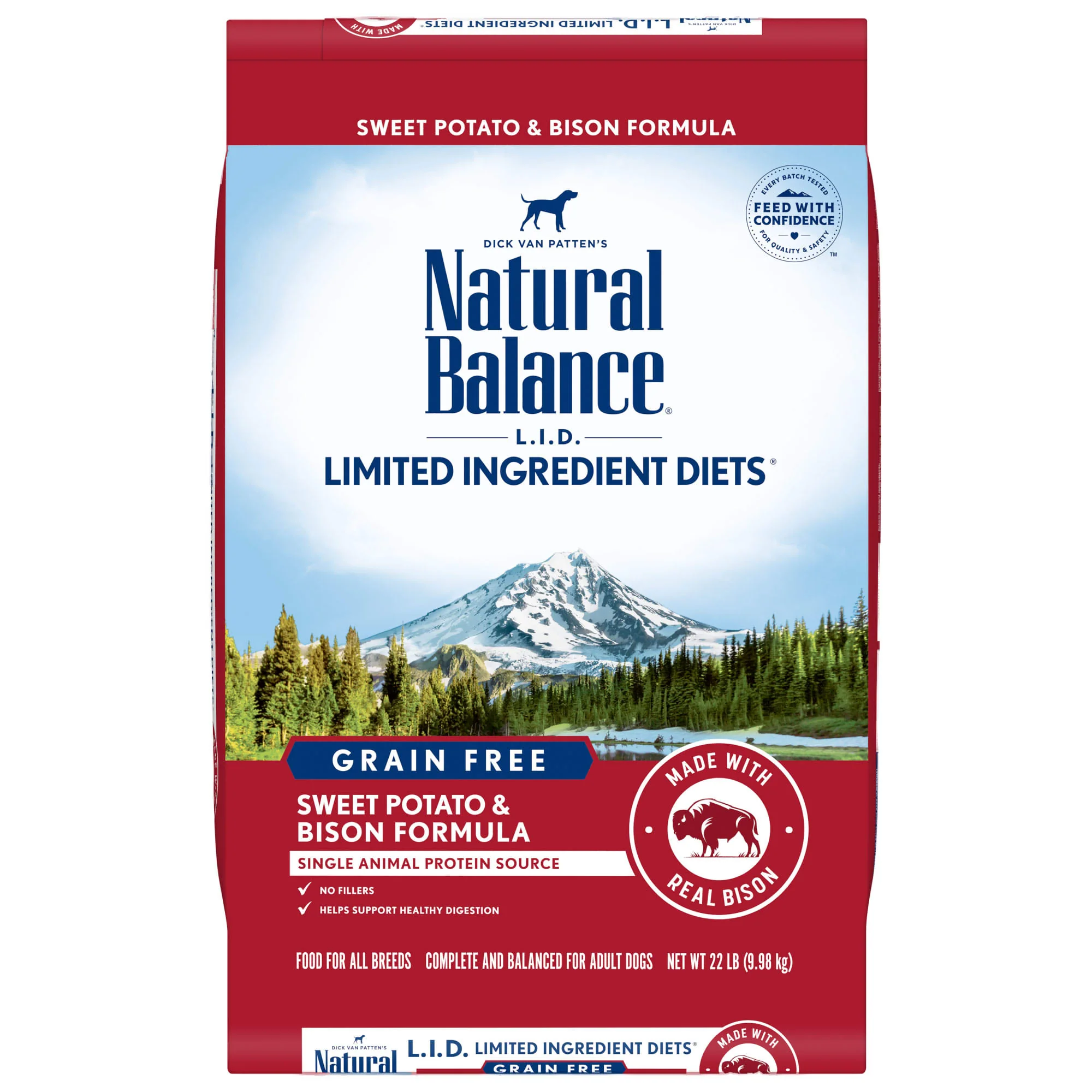 Natural Balance L.I.D. Limited Ingredient Diets Sweet Potato & Bison Formula Dry Dog Food, 22 lbs. - Image 1
