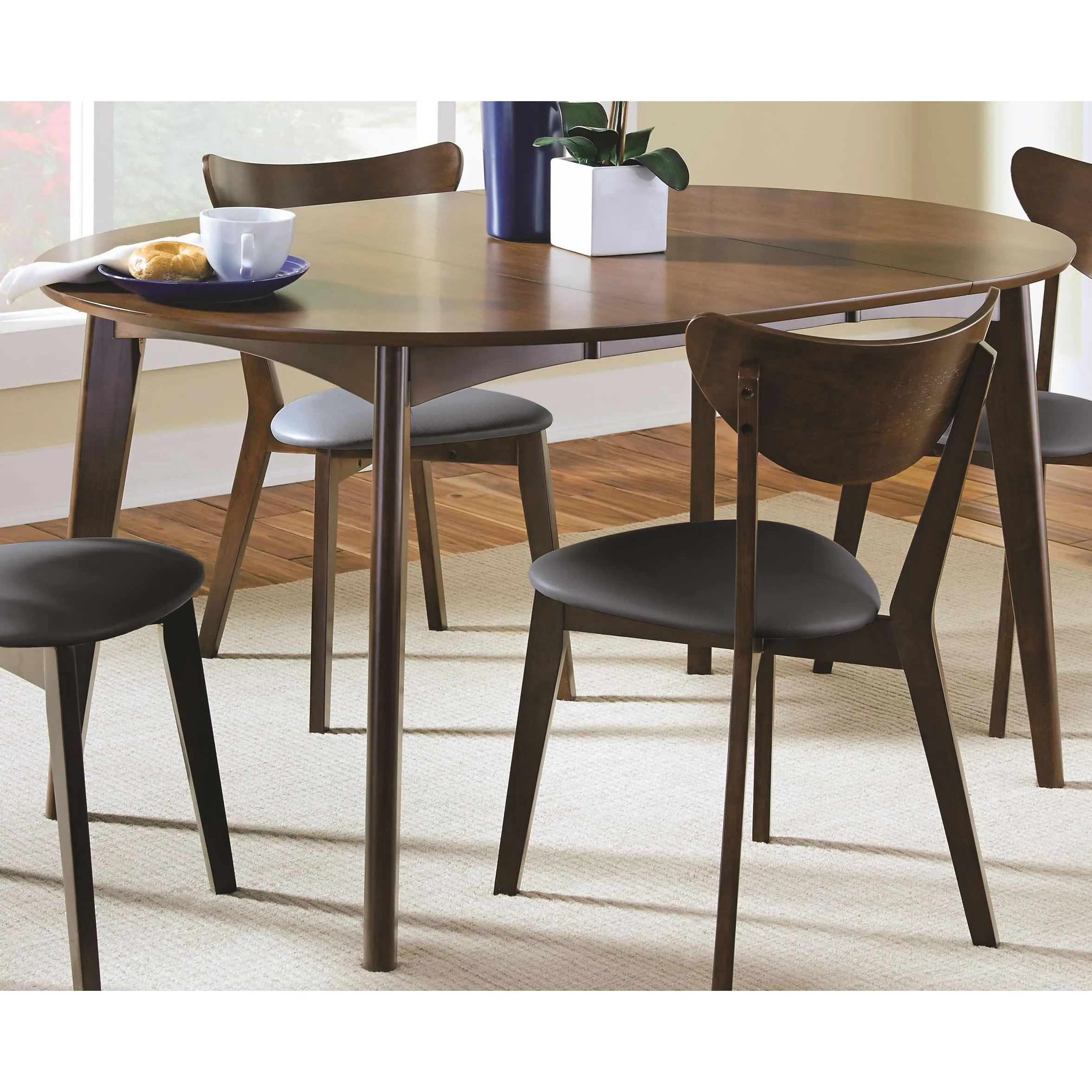 Coaster Furniture Jedda 105361 Oval 60-inch Extension Leaf Dining Table - Dark Walnut - Image 3