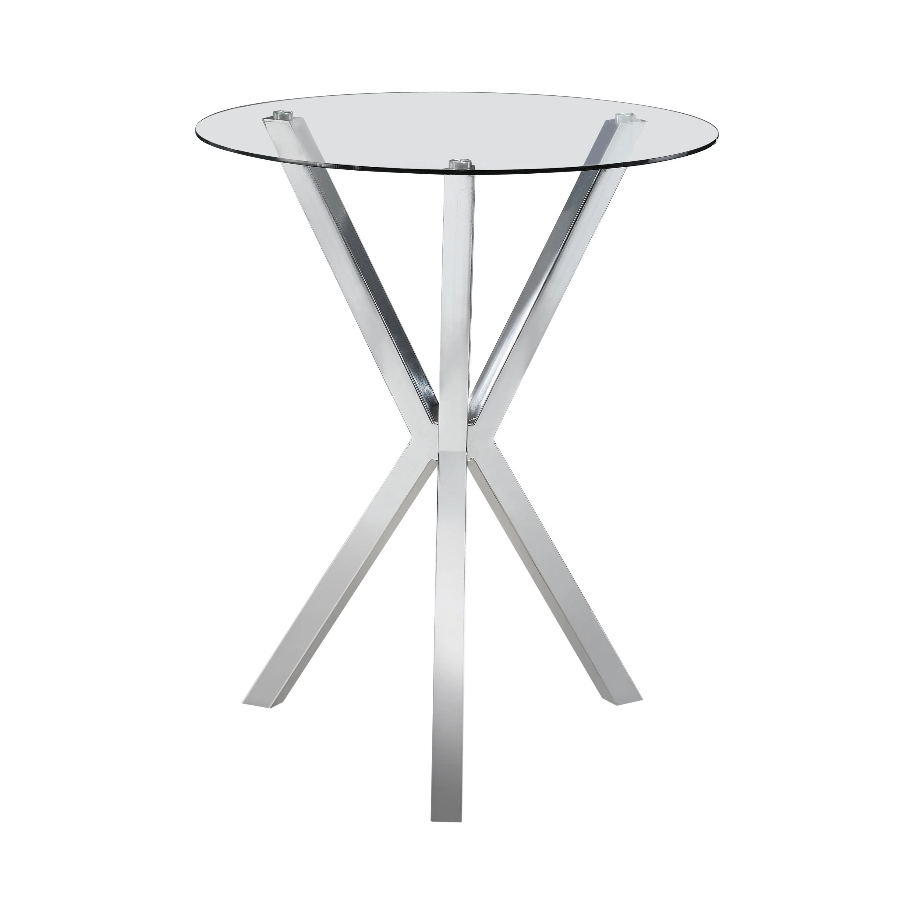 Coaster Furniture Denali 100186 Round 35-inch Glass Top Bistro Bar Table – Chrome