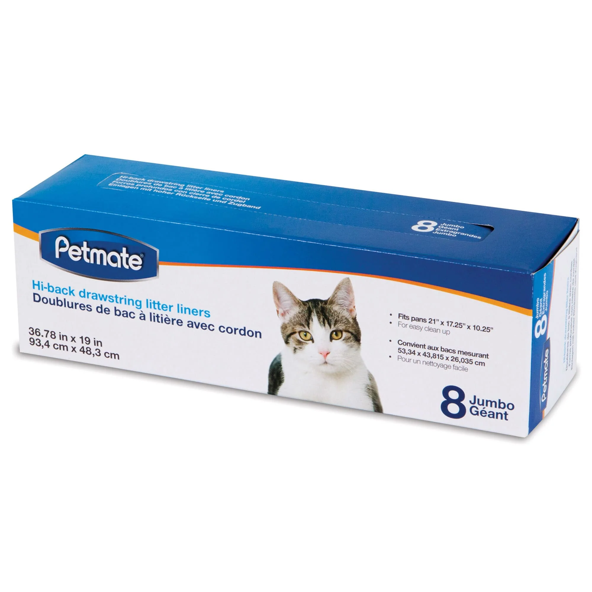 Petmate Hi-Back Drawstring Cat Litter Liners  Jumbo  8 Count - Image 1