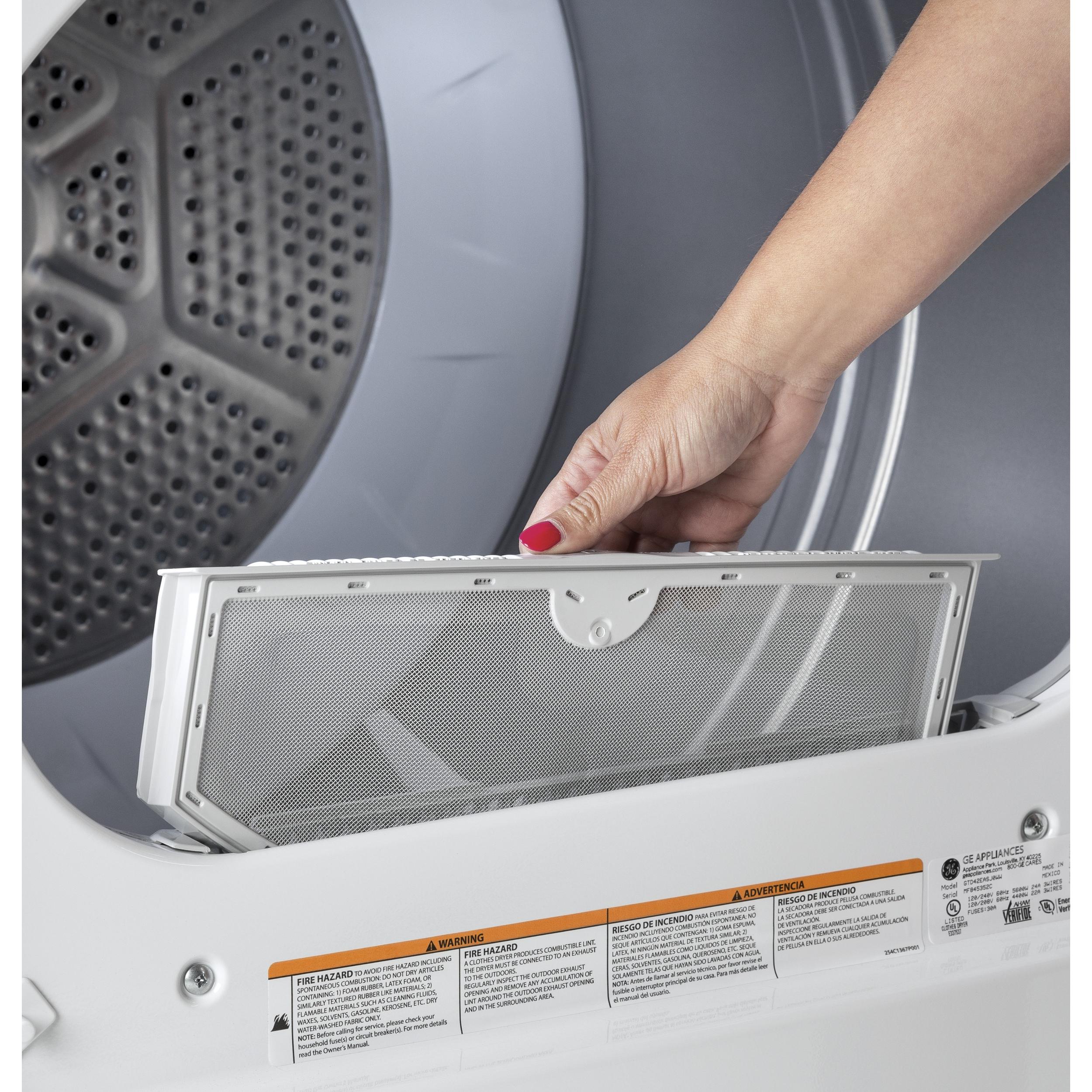 GE 6.2 cu. ft. Electric Dryer GTX33EASKWW - Image 3