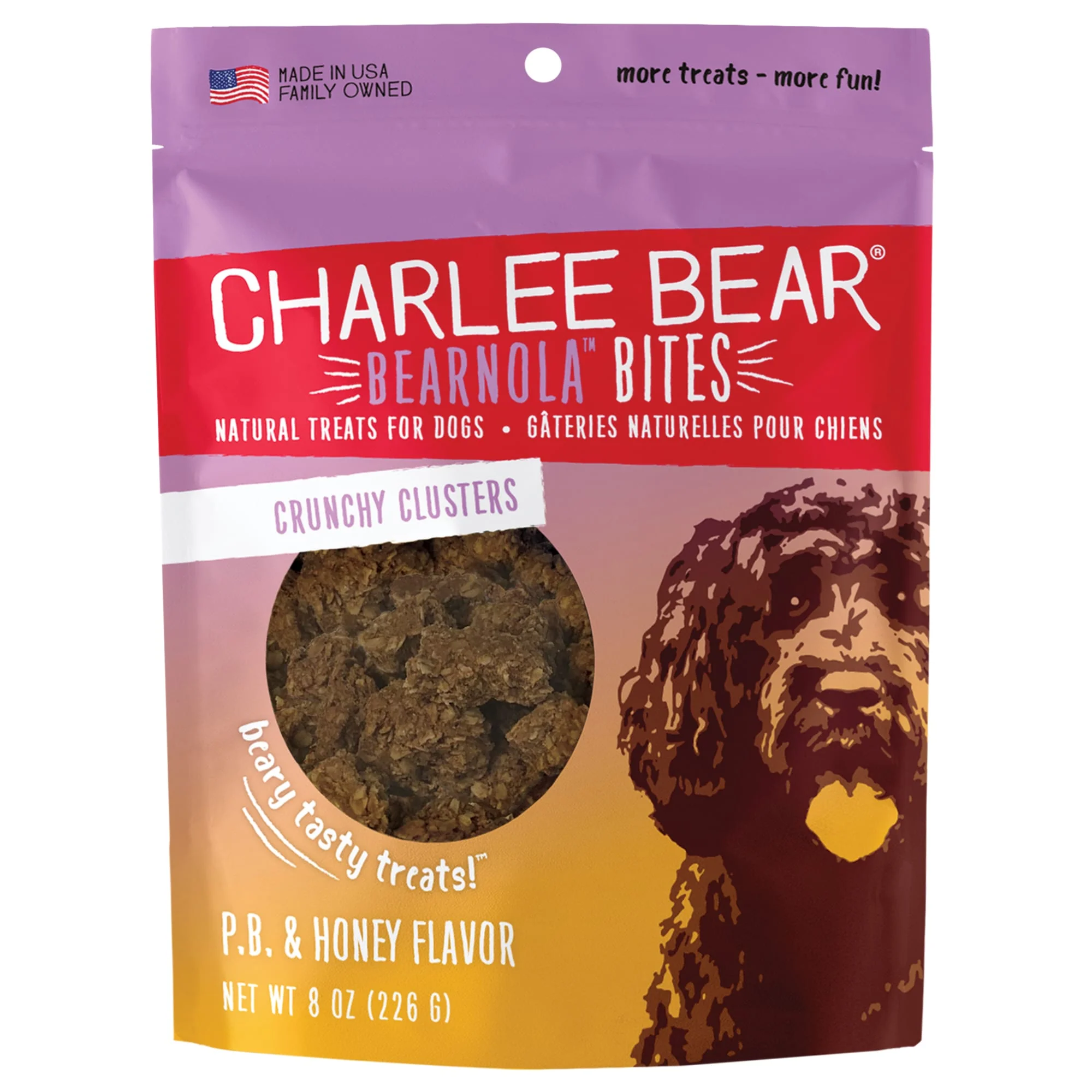 Charlee Bear Bearnola Bites Peanut Butter Honey Treats for Dogs 8oz - Image 1