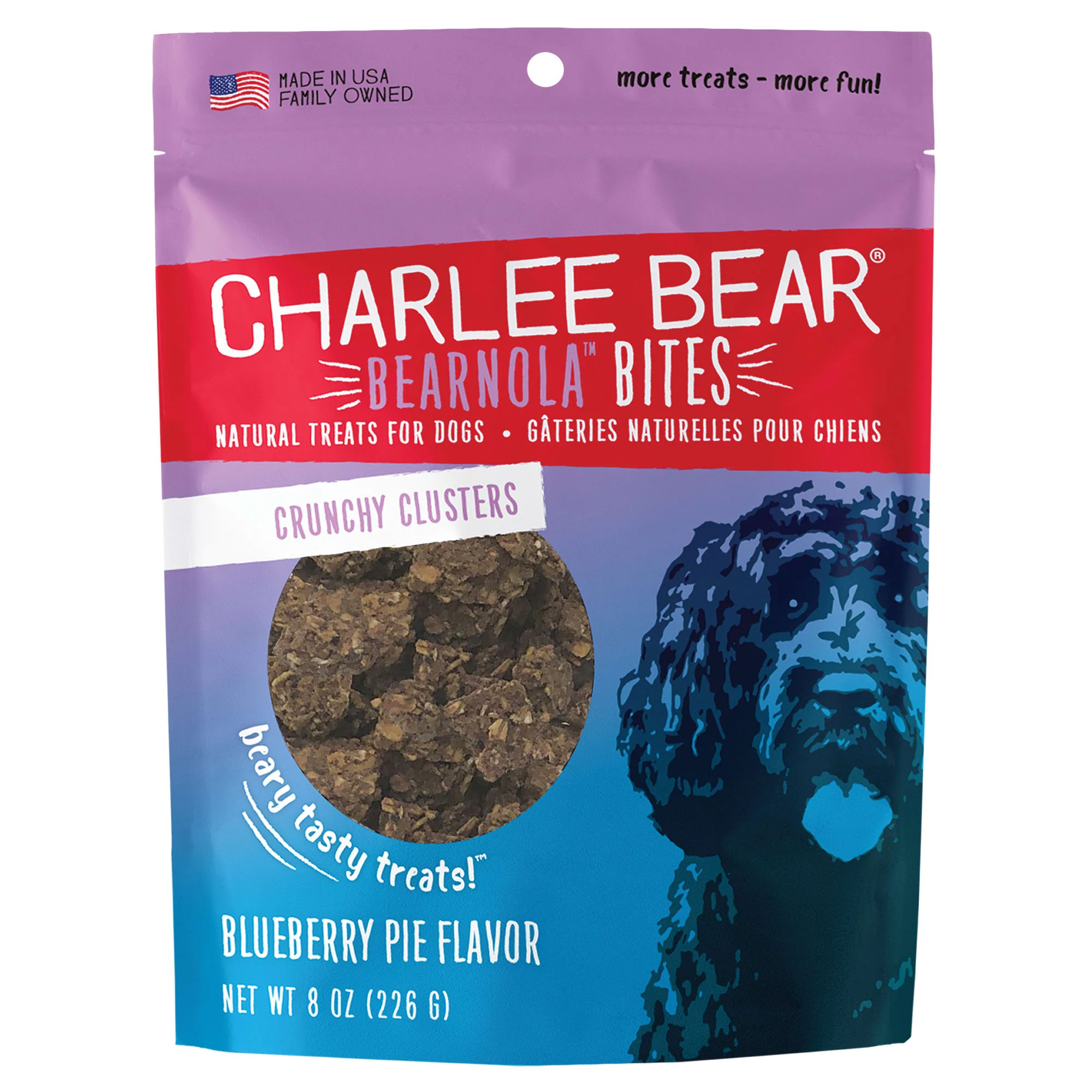 Charlee Bear Bearnola Bites Natural Blueberry Pie Crunchy Cluster Treats for Dogs 8oz - Image 1