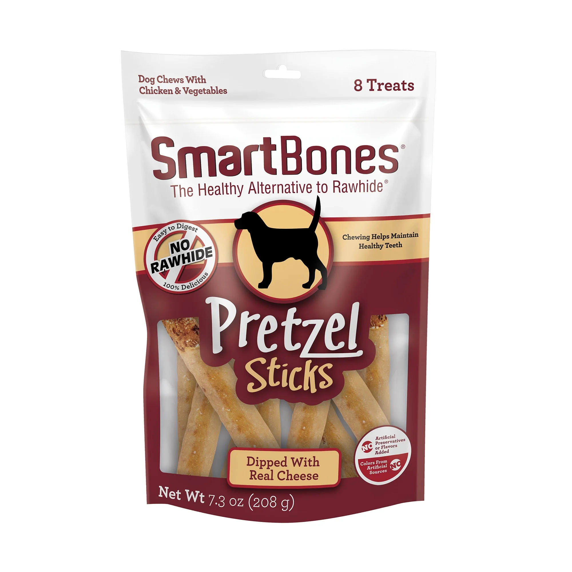 SmartBones Pretzel Sticks Dipped with Real Cheese, 8 Count, Rawhide-Free Chews for Dogs - Image 1