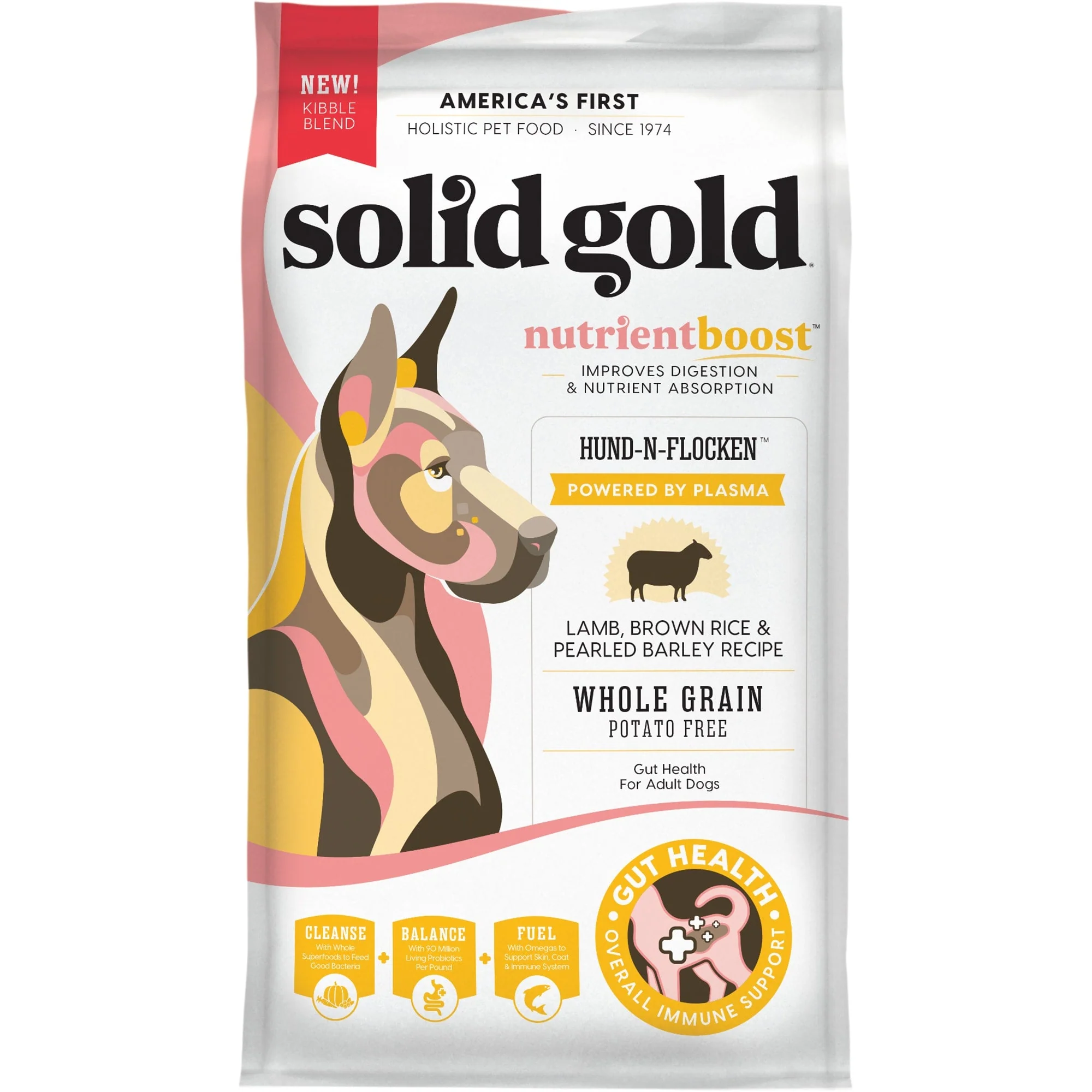 Solid Gold Plasma NutrientBoost Hund-N-Flocken Lamb Recipe Dry Dog Food, 3.75lbs. - Image 1