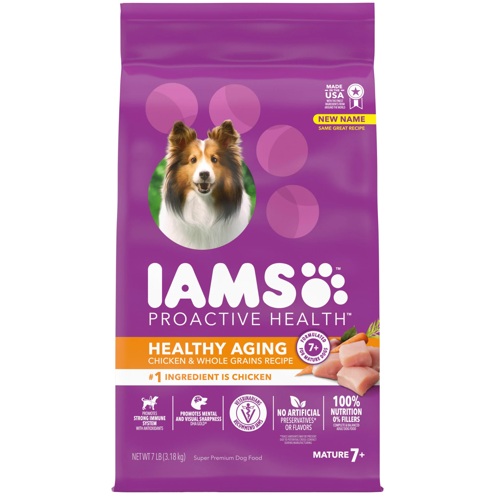 IAMS Healthy Aging Adult for Senior Dogs with Real Chicken Dry Dog Food - 7lbs - Image 1