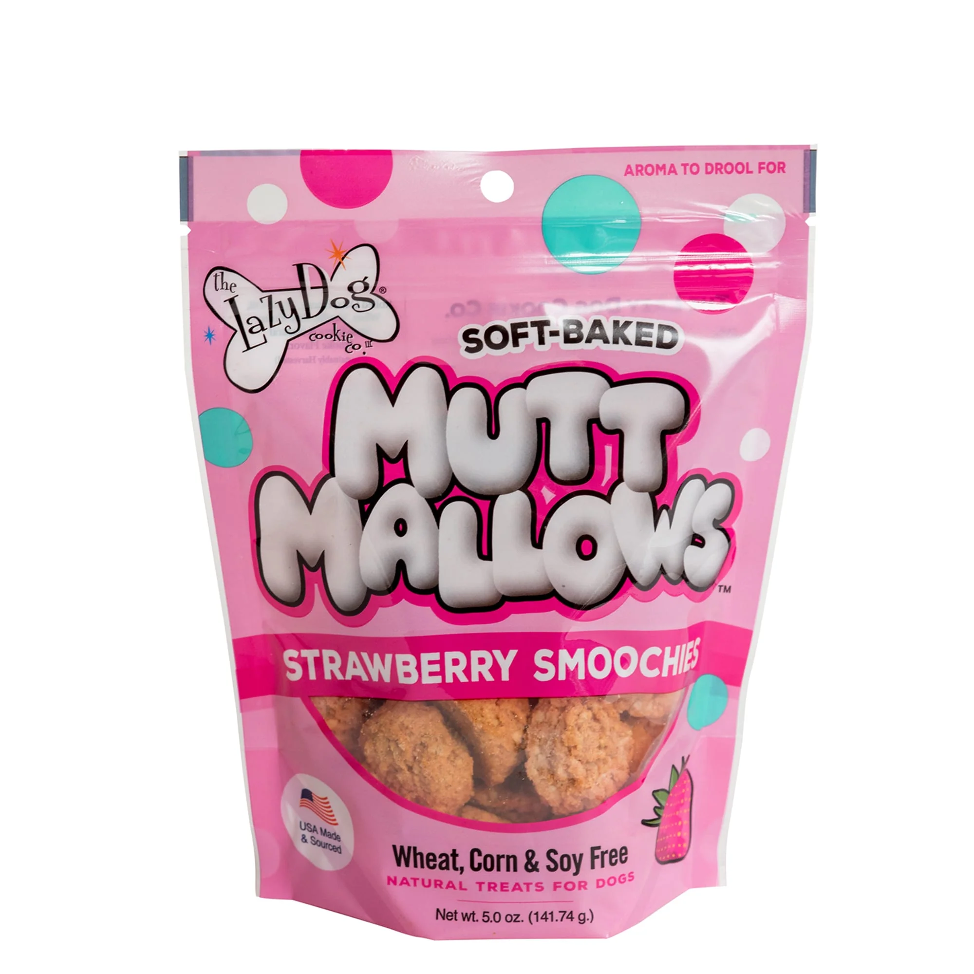 The Lazy Dog Cookie Co. Mutt Mallows Strawberry Smoochies Soft-Baked Dog Treats, 5 oz. - Image 1
