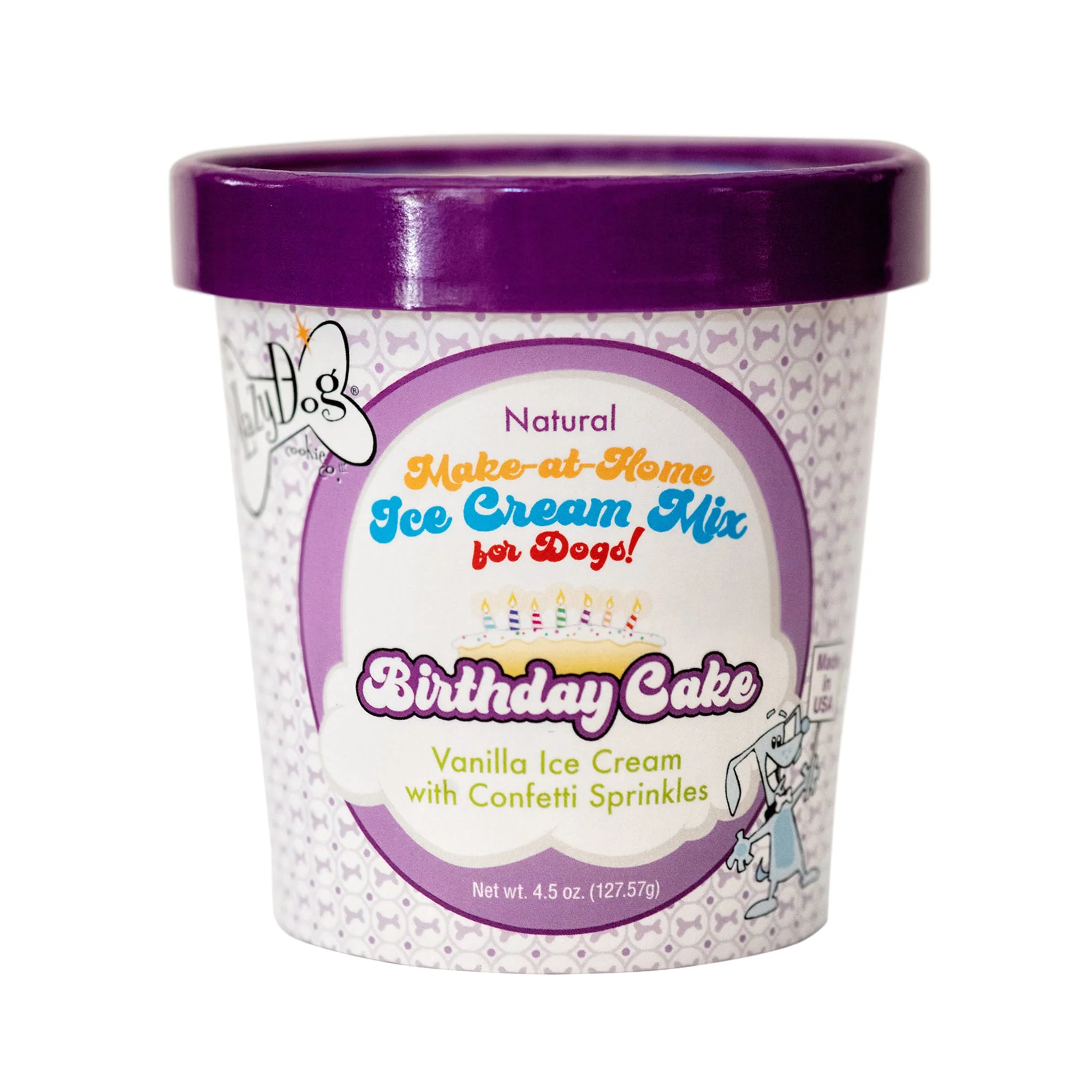 The Lazy Dog Cookie Co. Birthday Cake Dog Ice Cream Mix  4.5 Ounces Each  Made in The USA - Image 1