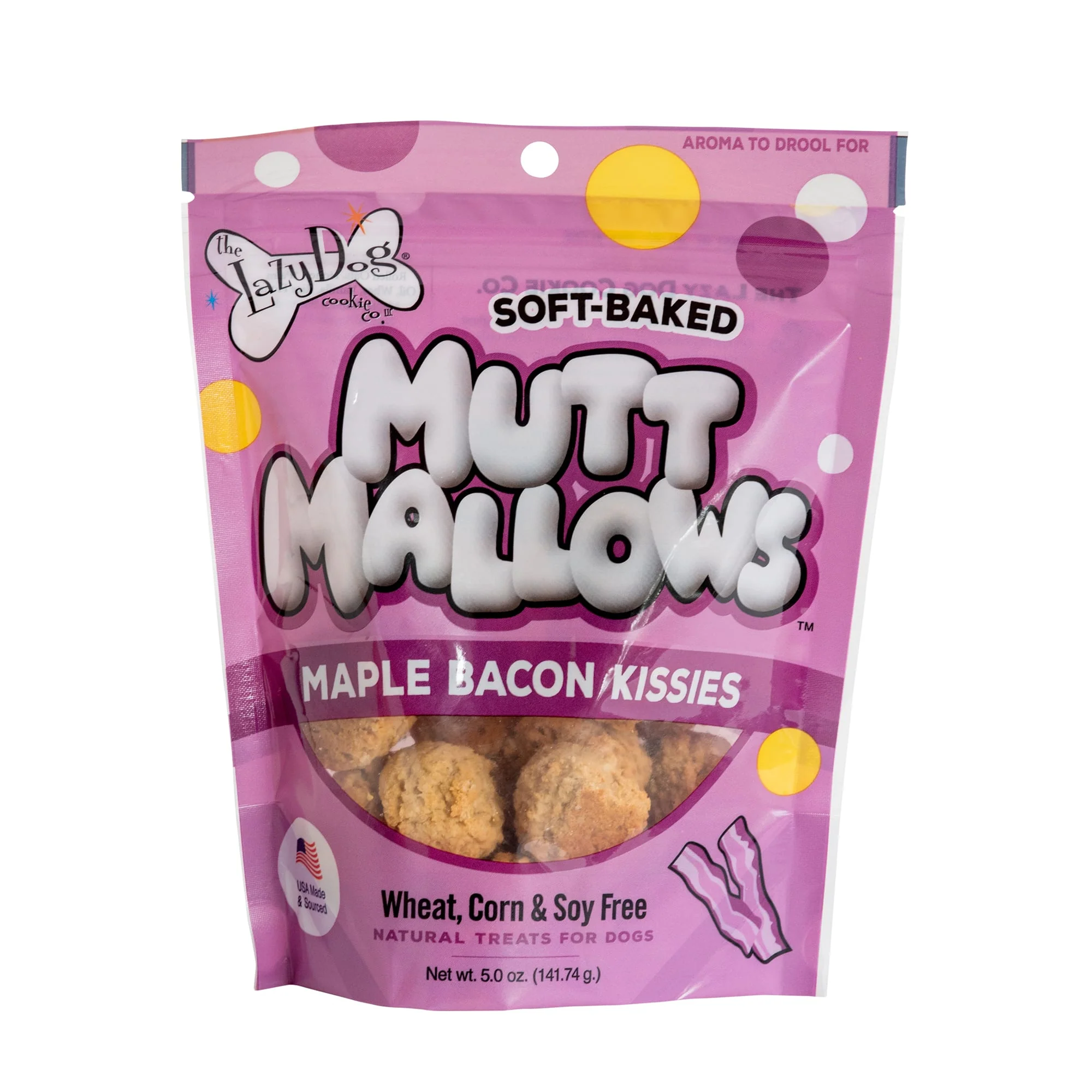 THE LAZY DOG COOKIE CO  INC THE LAZY DOG COOKIE CO. MUTT MALLOWS MAPLE BACON KISSIES 5-OZ MMMBPKG - Image 1