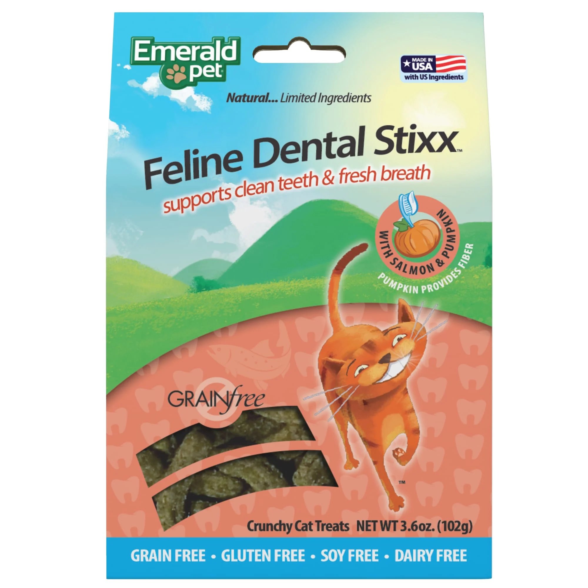 Emerald Pet Feline Dental Sticks 3.6oz Salmon - Image 1