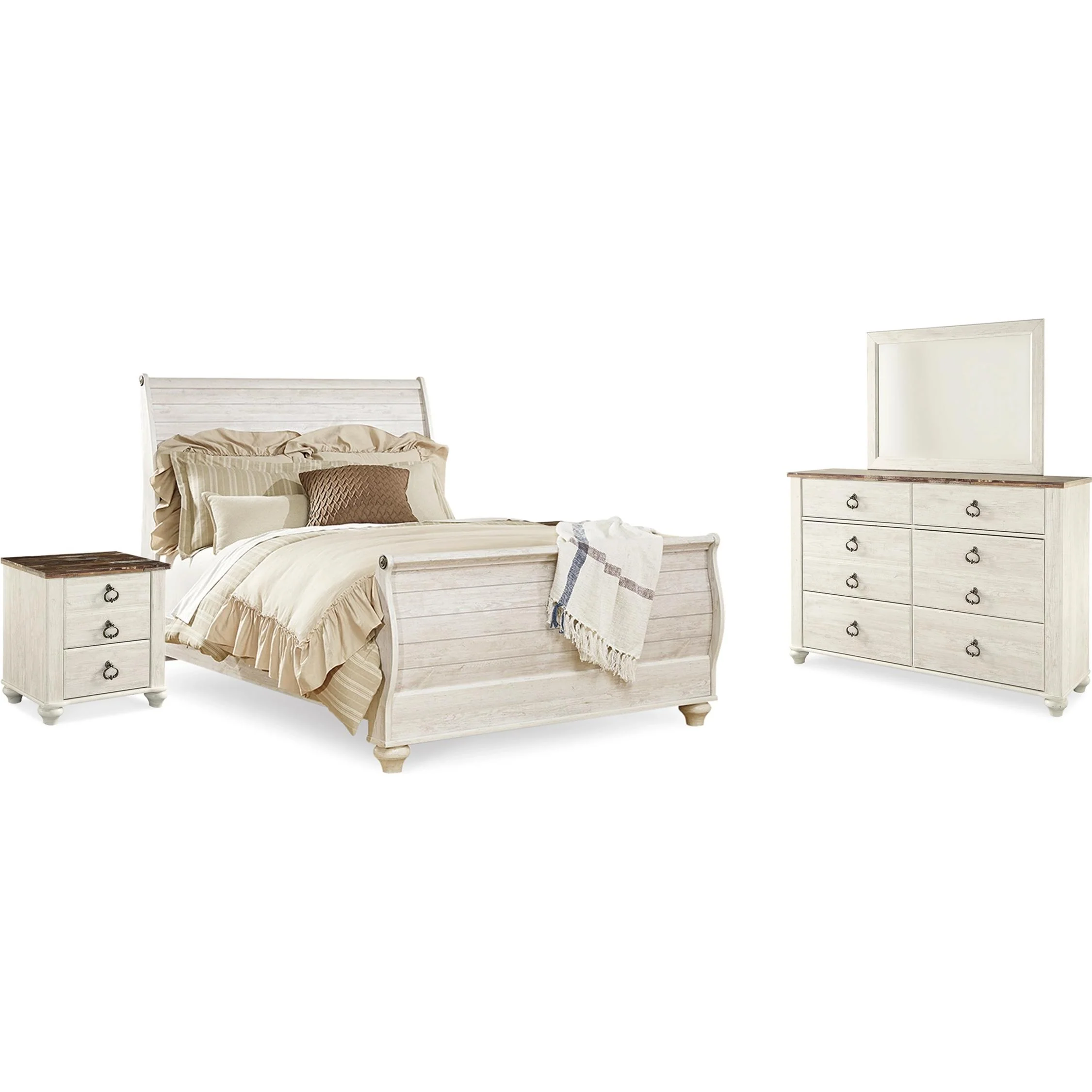 Signature Design by Ashley Willowton B267B55 7 pc Queen Sleigh Bedroom Set - Image 1