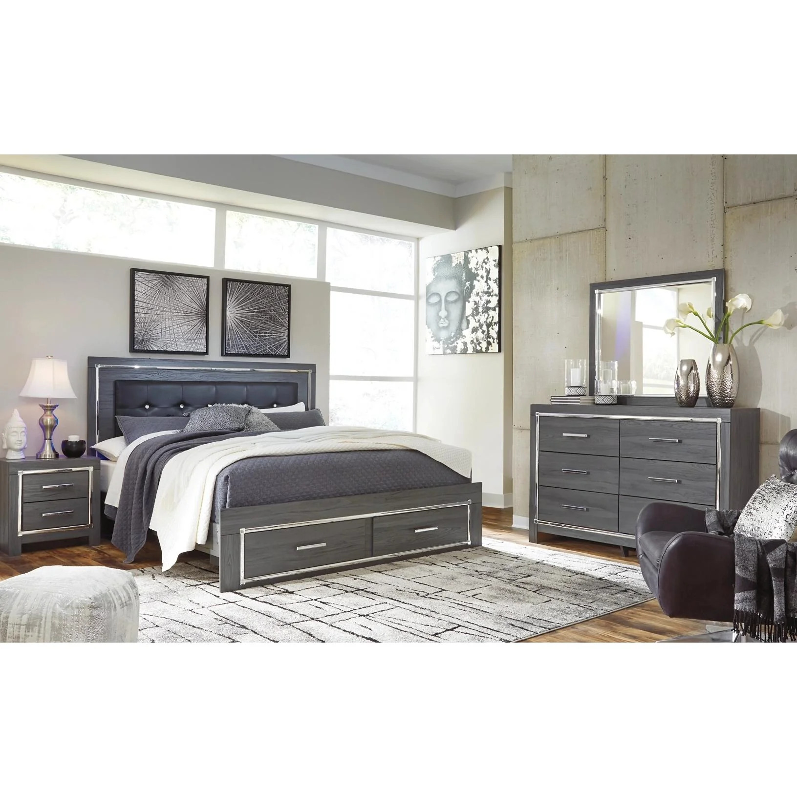 Signature Design by Ashley Lodanna B214B17 6 pc King Panel Storage Bedroom Set - Image 1