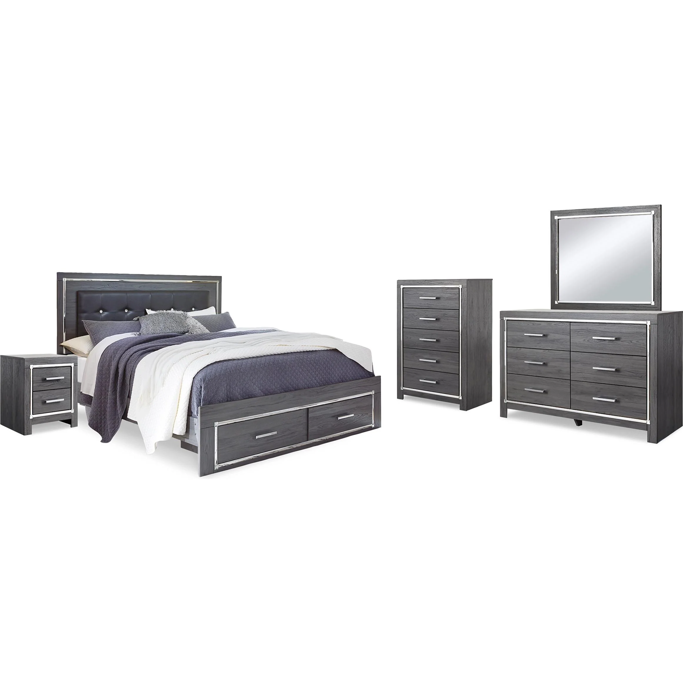 Signature Design by Ashley Lodanna B214B35 7 pc King Panel Storage Bedroom Set - Image 1