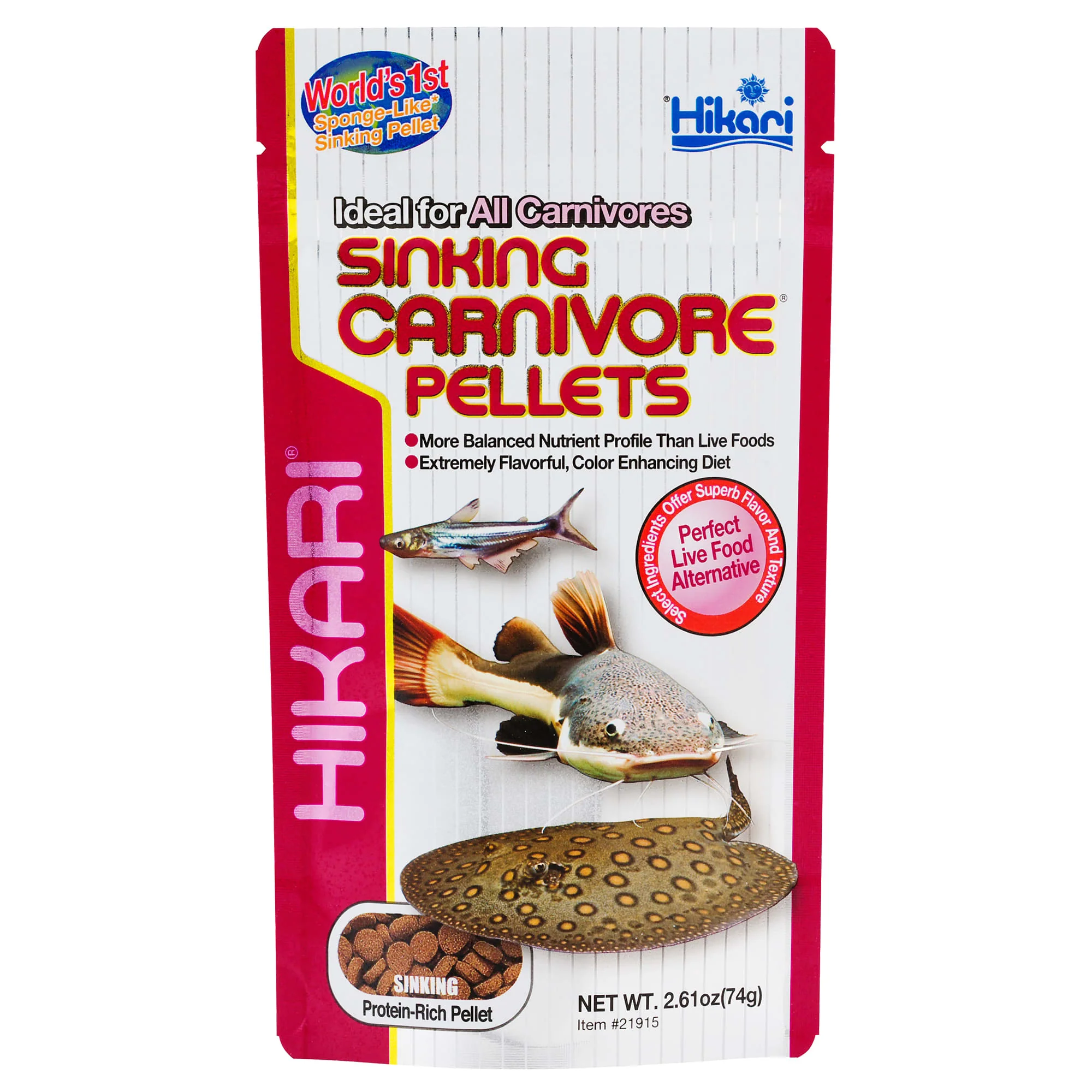 Hikari Carnivore Pellets Sinking Pellets Freshwater Fish Food  2.61 Oz - Image 1