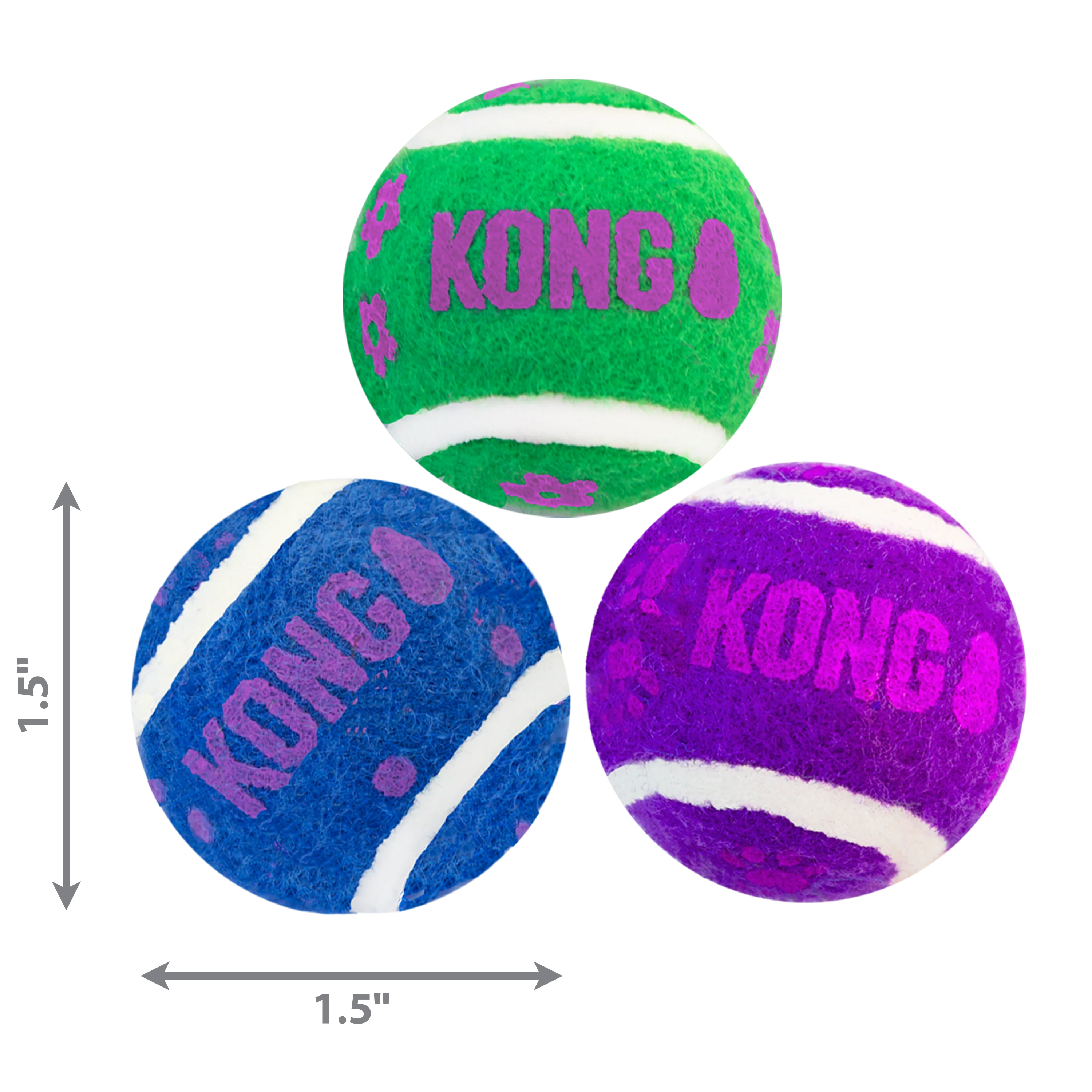 Kong Dog Toy Active Tennis Balls w/Bells 3pk - Image 1