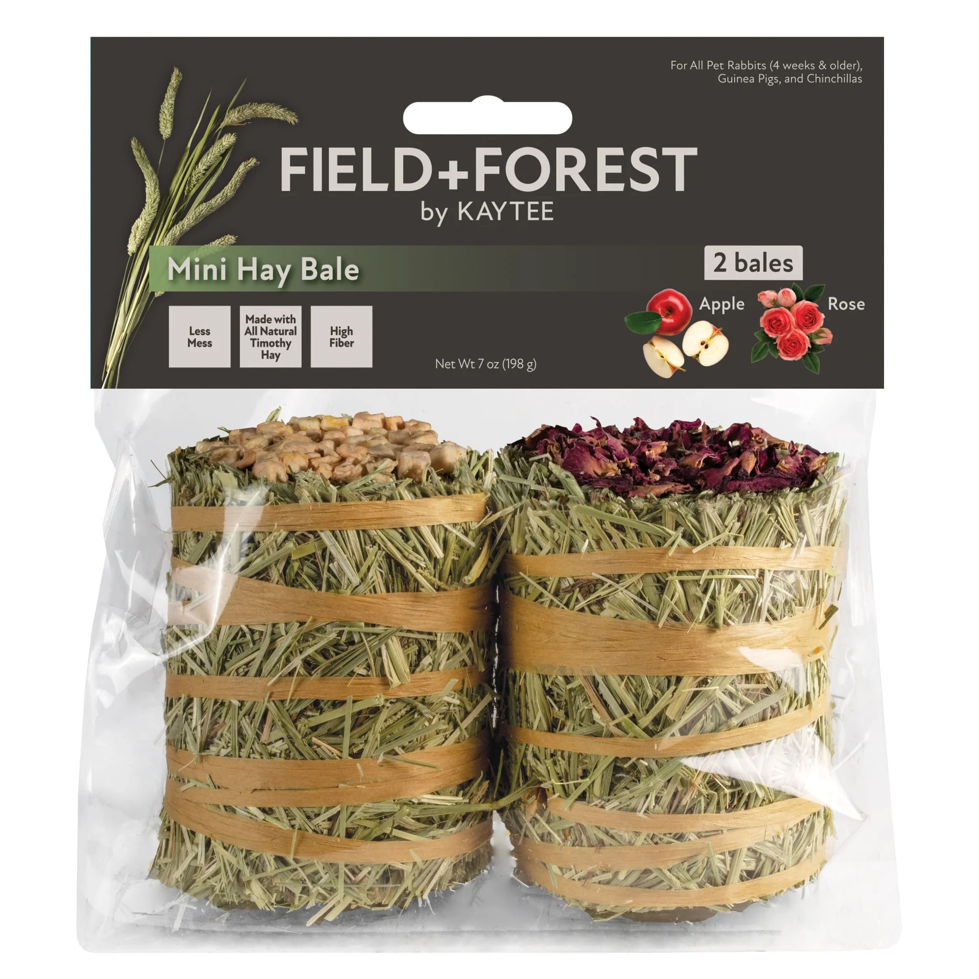 Kaytee Field and Forest Mini Hay Bale Apple and Rose - Image 1