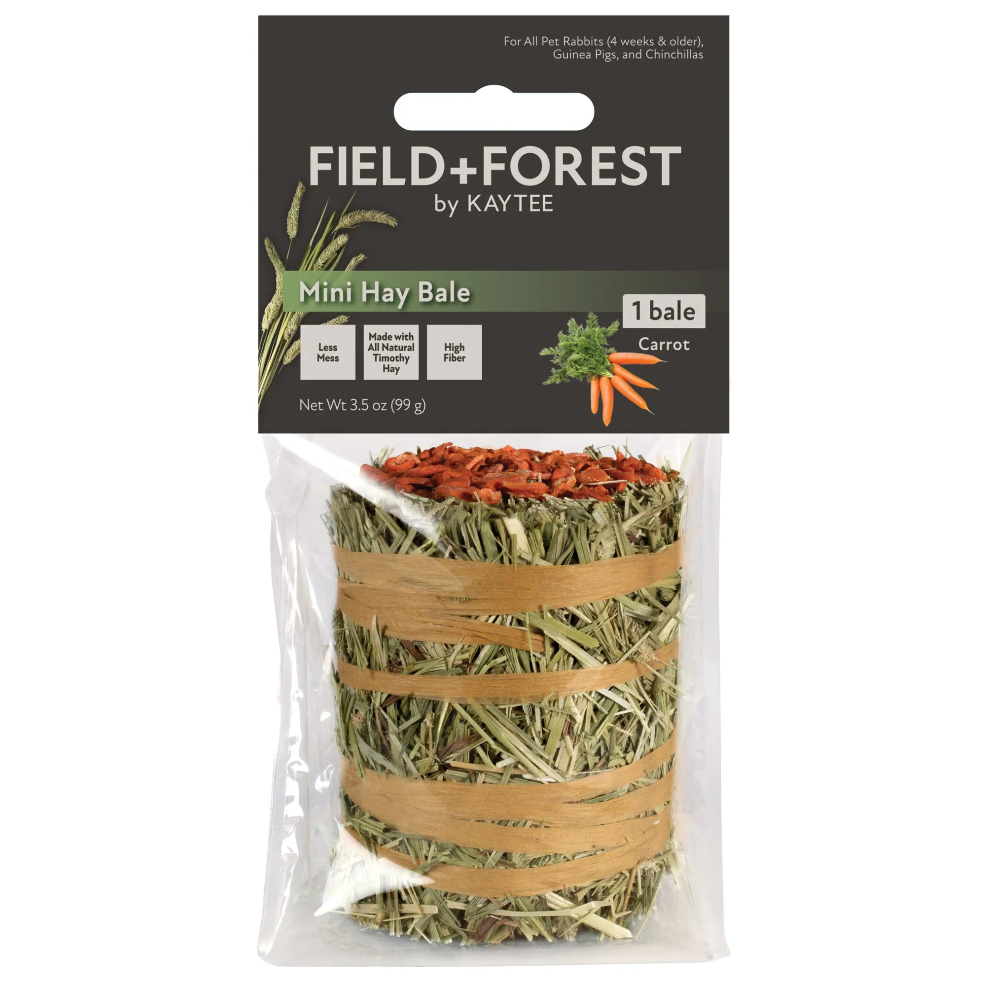 Kaytee Field+Forest Carrot Mini Hay Bale, 3.5 oz. - Image 1