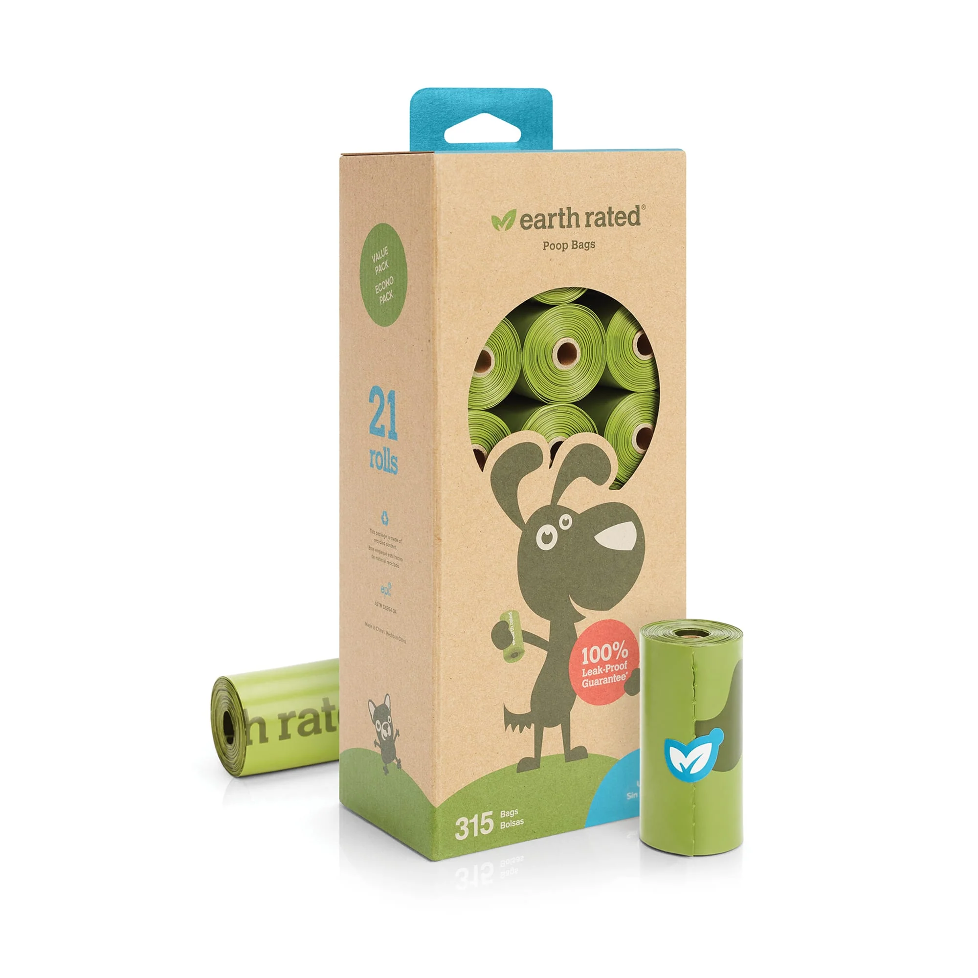 Earth Rated Dog Poop Bags Refill Unscented 315ct - Image 1