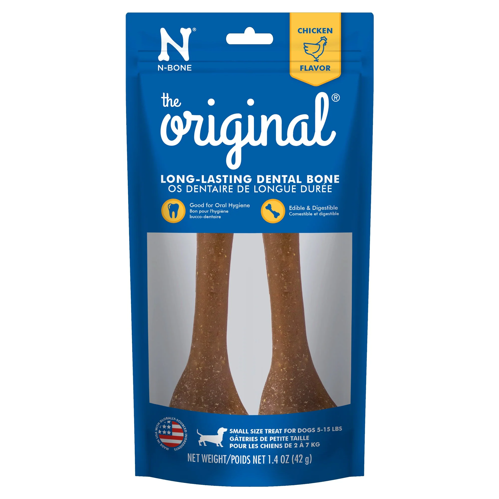 N-Bone The Original Chicken Flavor Chew Bone for Dogs Small 5-15 lb  1.4 oz - Image 1