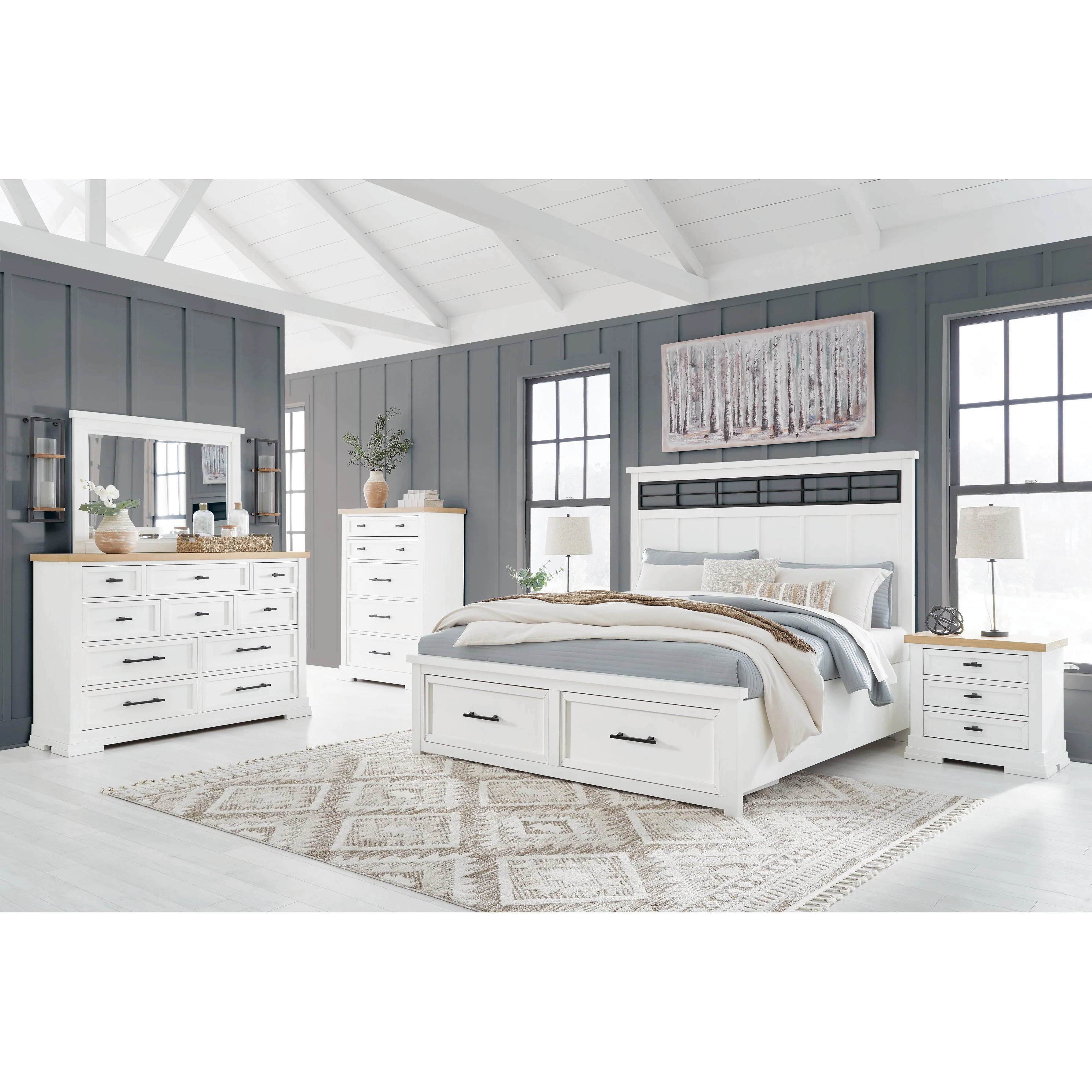 Benchcraft Ashbryn B844B9 6 pc King Panel Storage Bedroom Set - Image 1