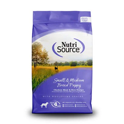 NutriSource Small & Medium Breed Puppy Chicken Meal & Rice Recipe 26Lb - Image 1