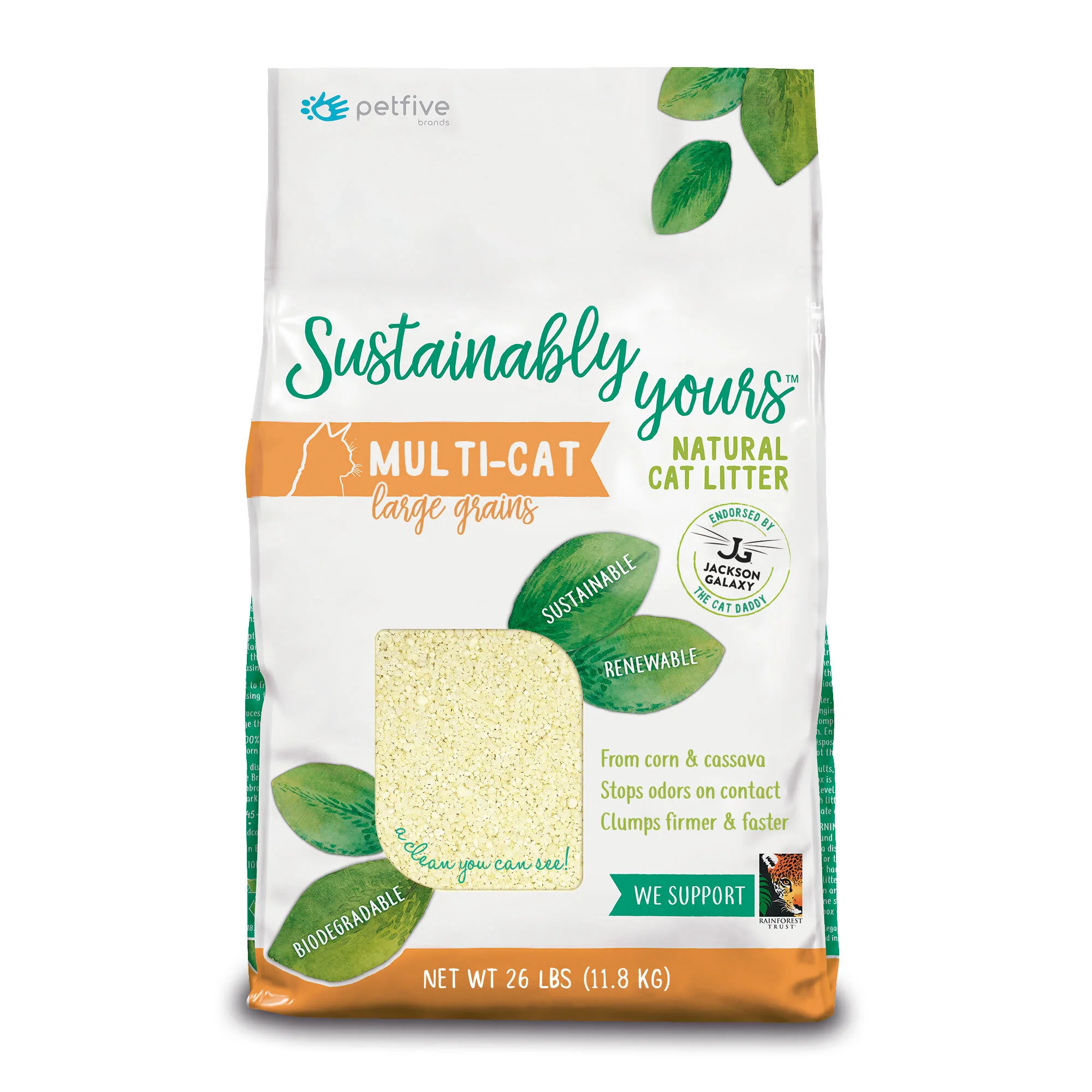 Sustainably Yours Multi-Cat Large Grains From Corn & Cassava Natural Cat Litter 26lb - Image 1