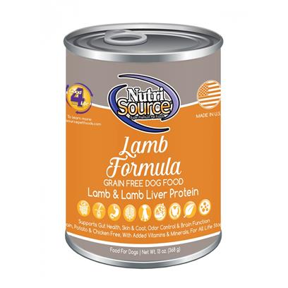 NutriSource Grain Free Lamb Formula Canned Dog Food 12.3oz - Image 1